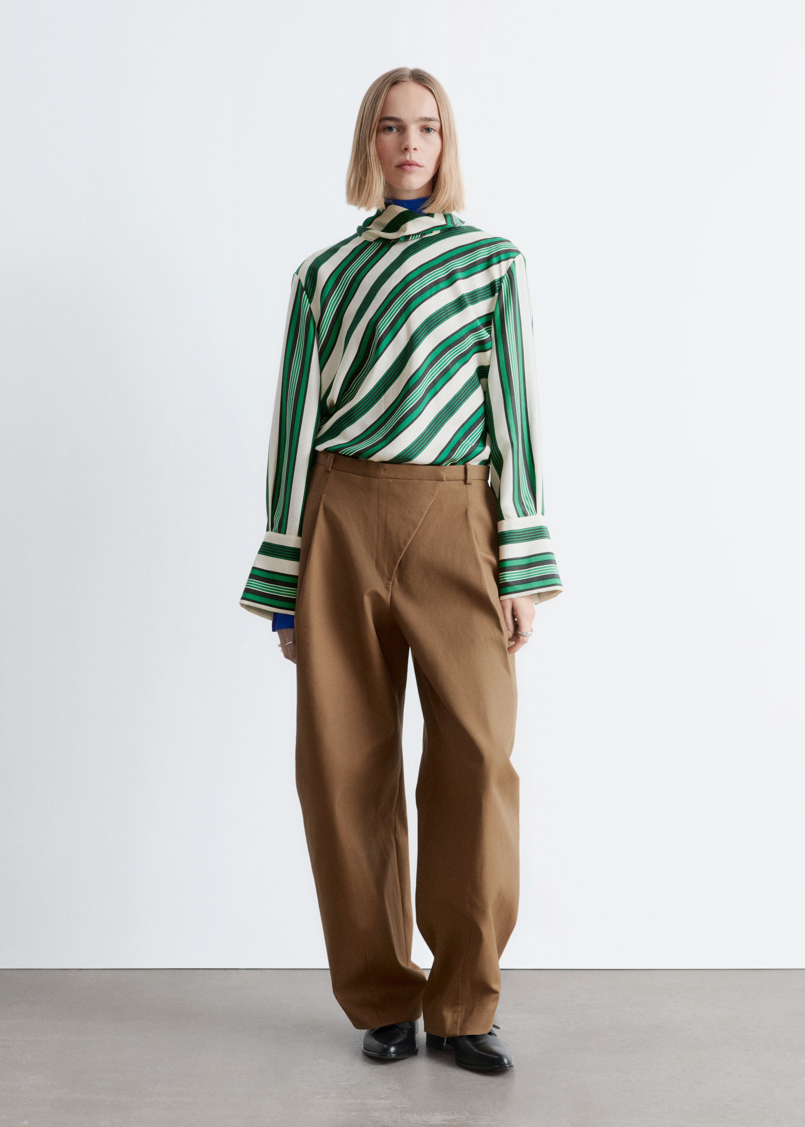 Image of Stand Collar Silk Blouse