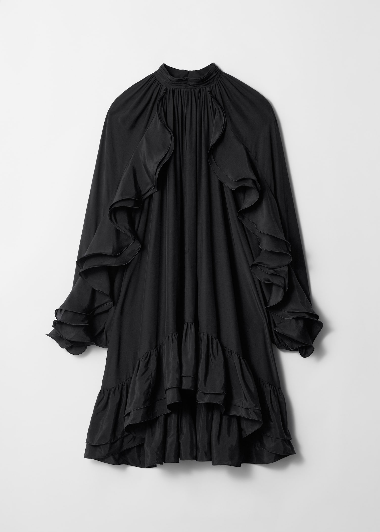Ruffled Mini Dress - Black
