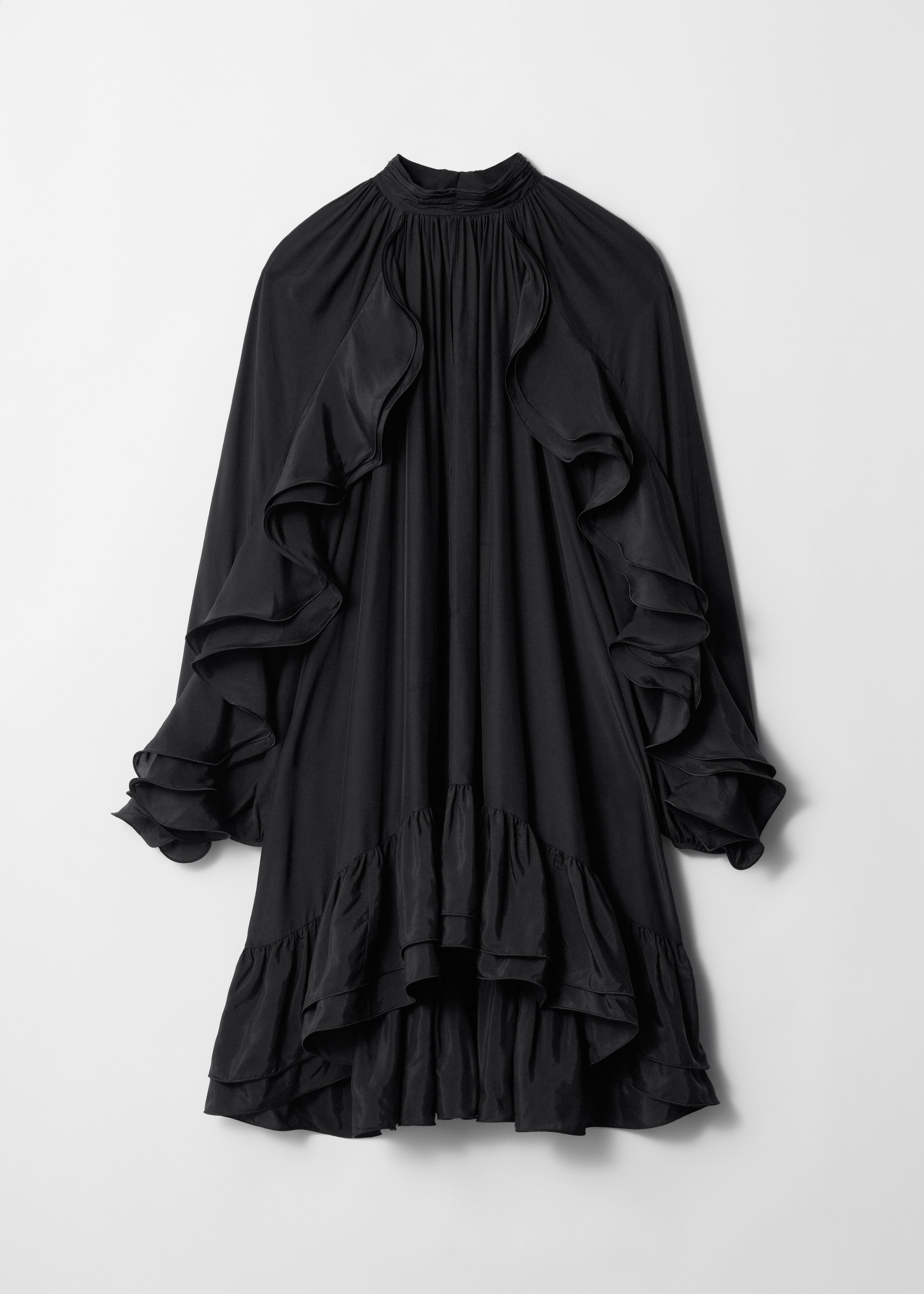 Ingrandisci l'immagine: Ruffled Mini Dress - Black - DONNA | H&M CH 1