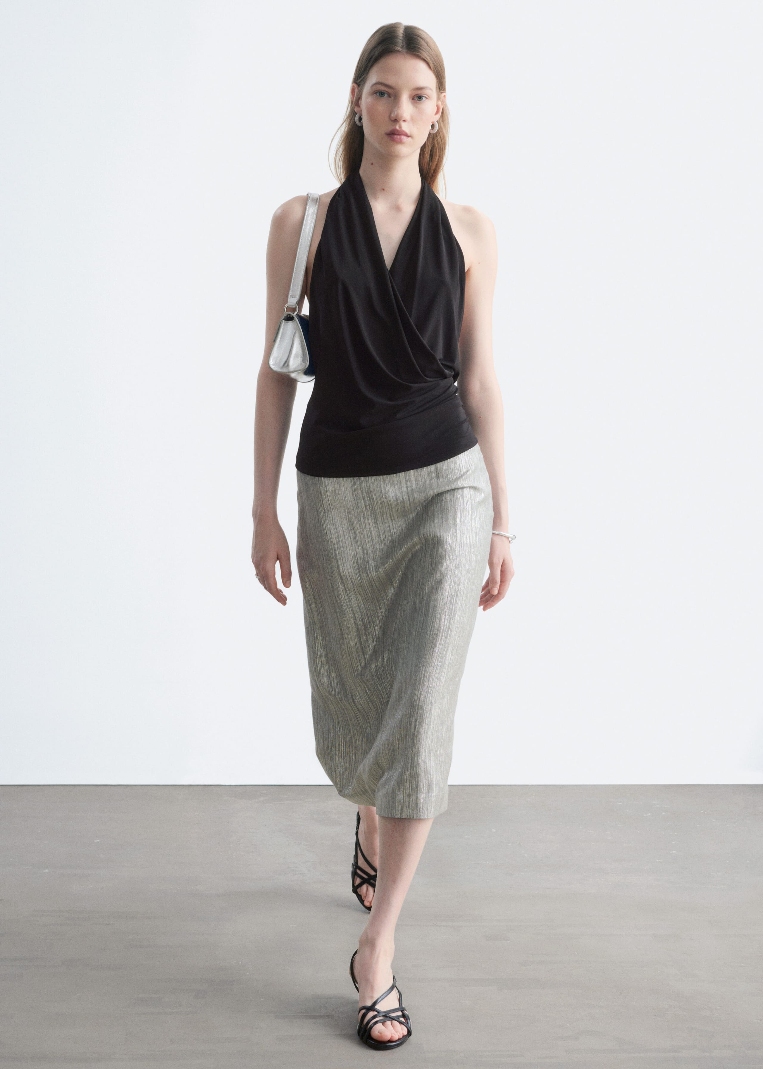 Dobby Column Skirt - Silver - Still Life