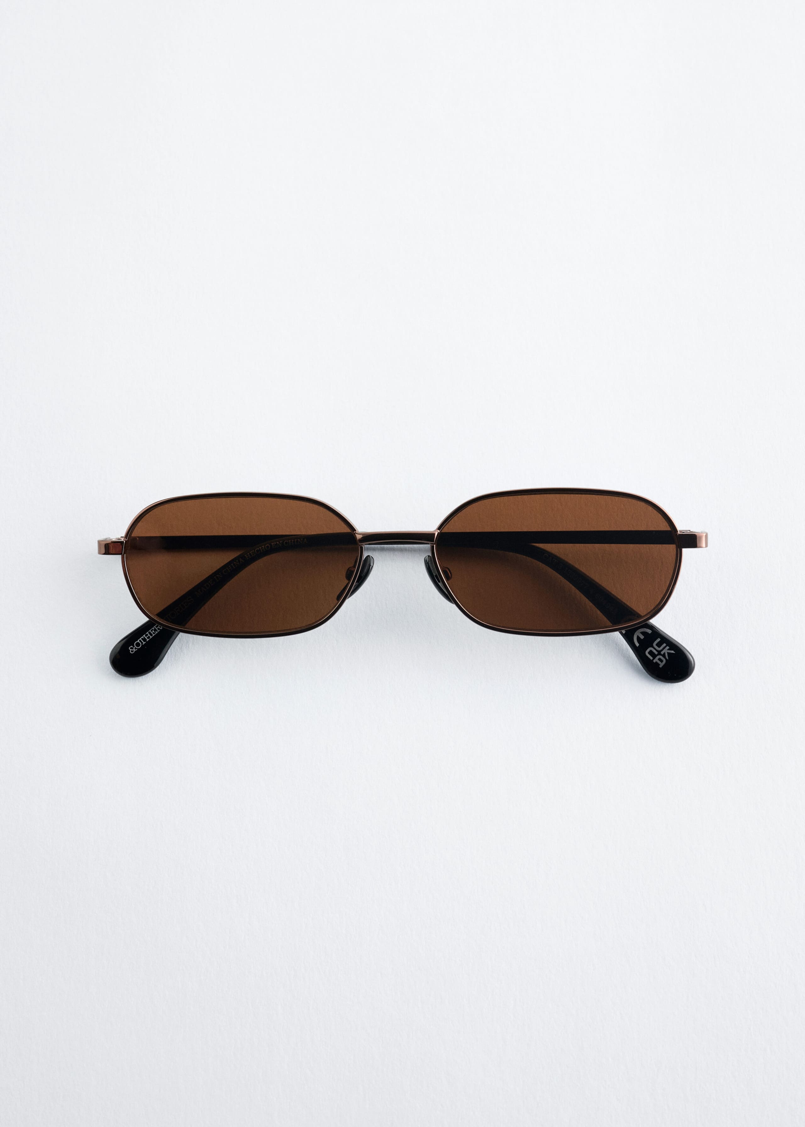 Slim Rectangular Sunglasses - Dark Brown - Still Life