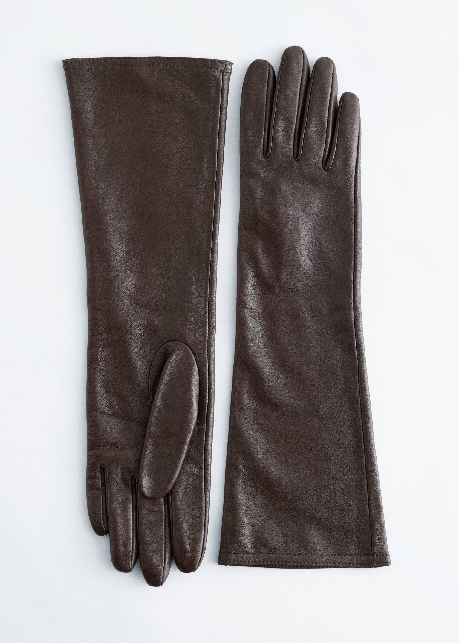Lange Lederhandschuhe - Dunkelbraun - 2