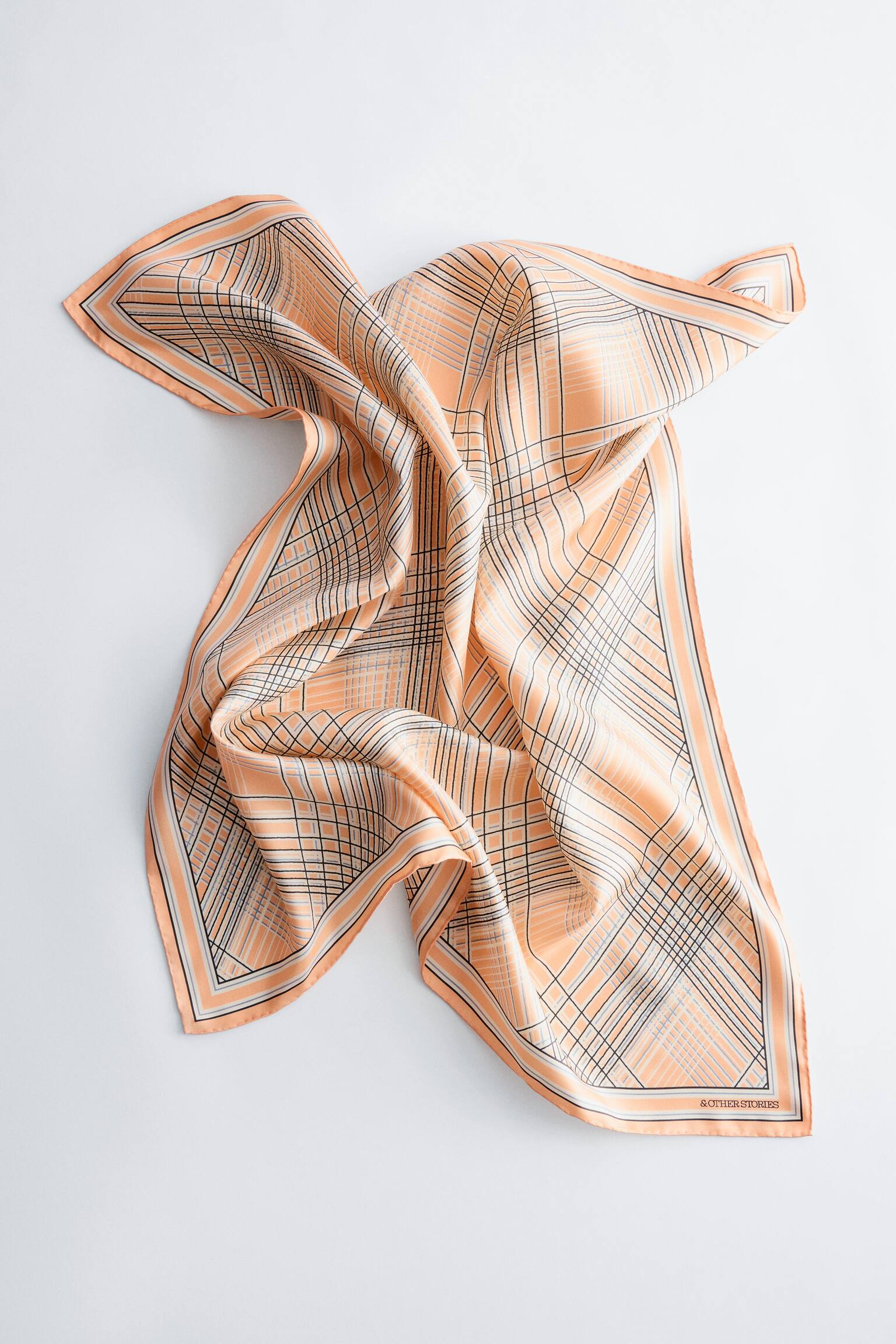 Bedrucktes Seidentuch - Apricot/Helltürkis/Gelb - 5