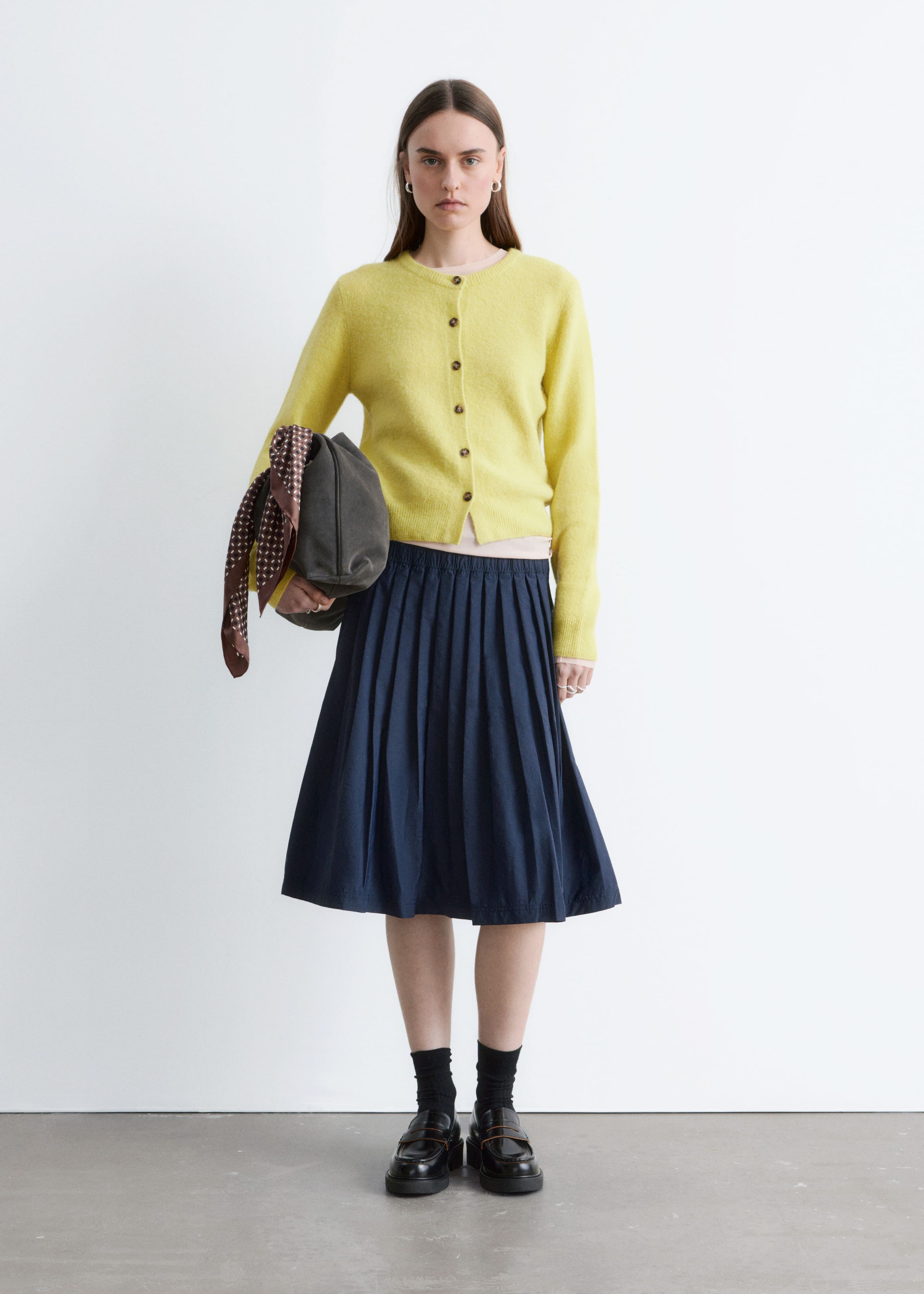 Image of Pleated Midi Skirt
