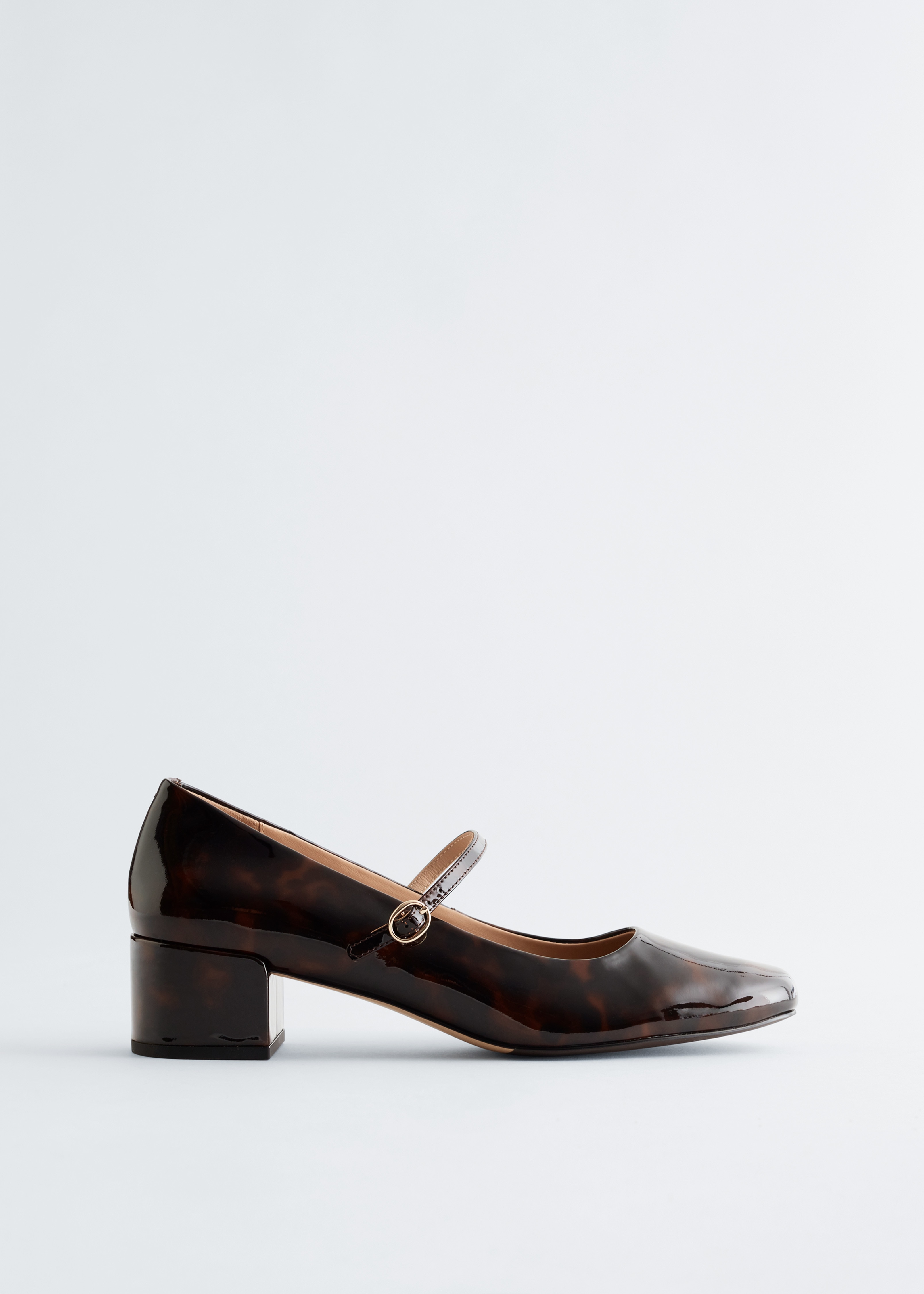 Mary-Jane Leather Pumps - Donkerbruin tortoise/Zwart