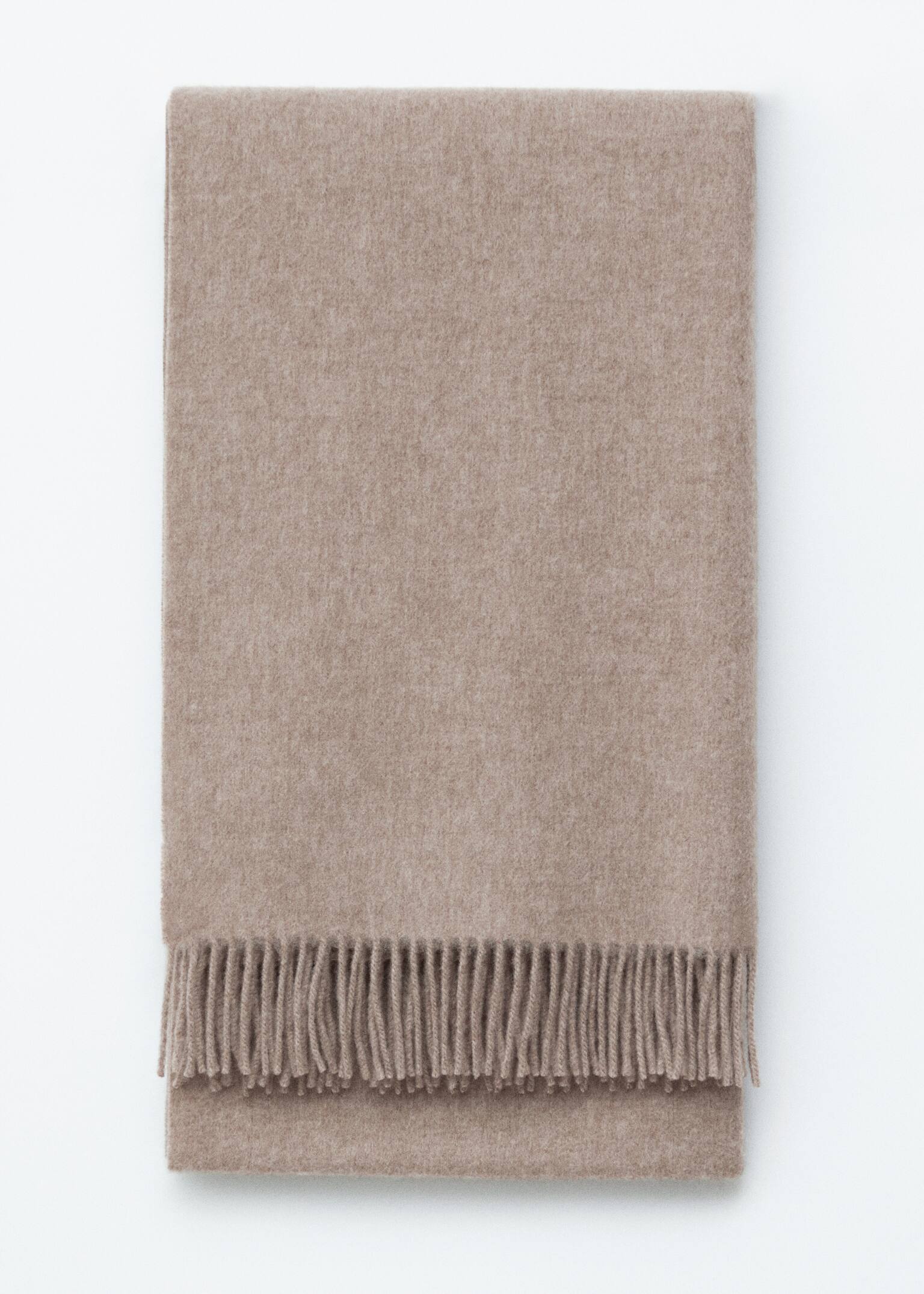 Sciarpa in stile coperta in lana con frange - Beige/Bordeaux/Giallo chiaro/Nero/Grigio/Crema