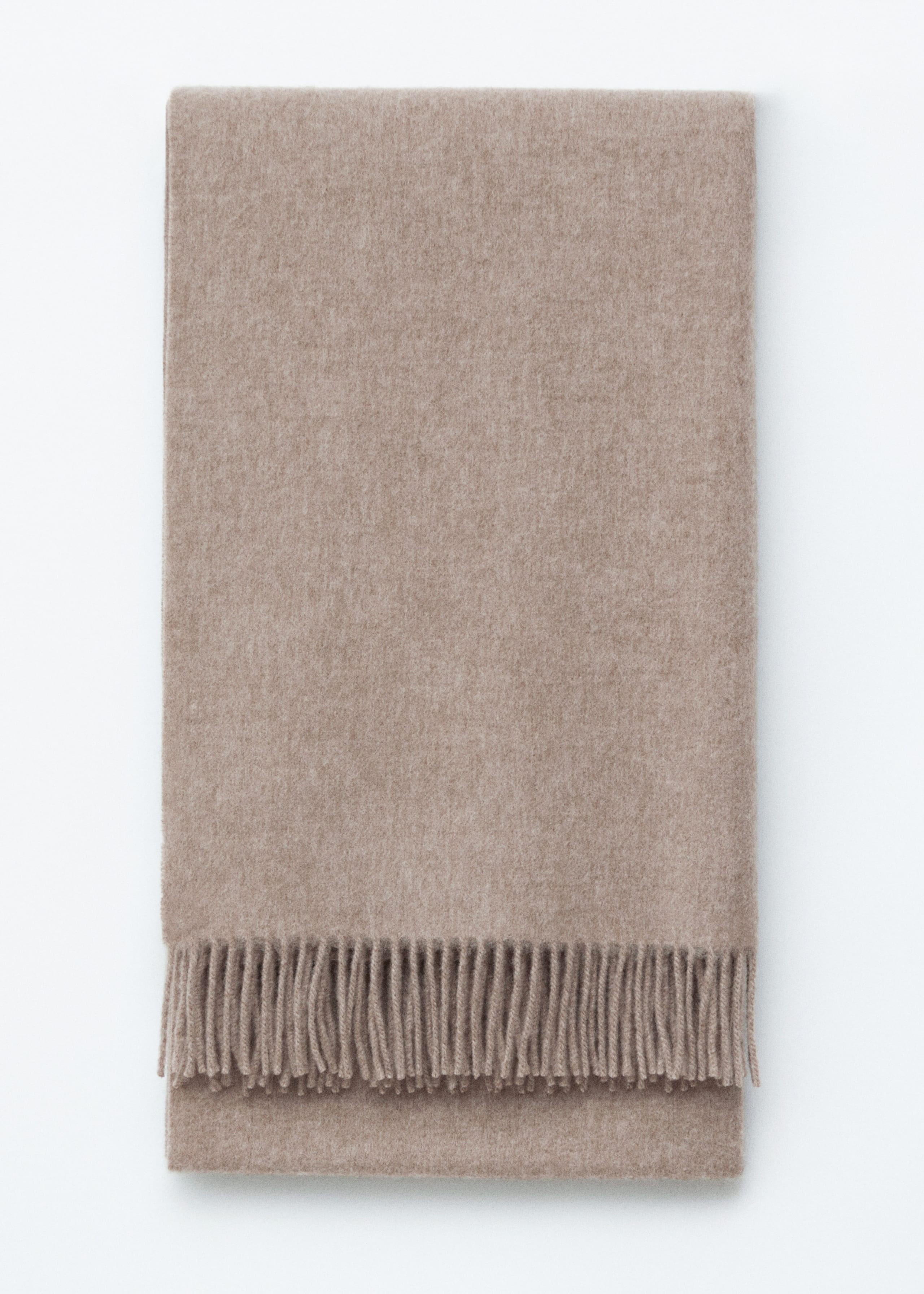 Deckenschal aus Wolle mit Fransen