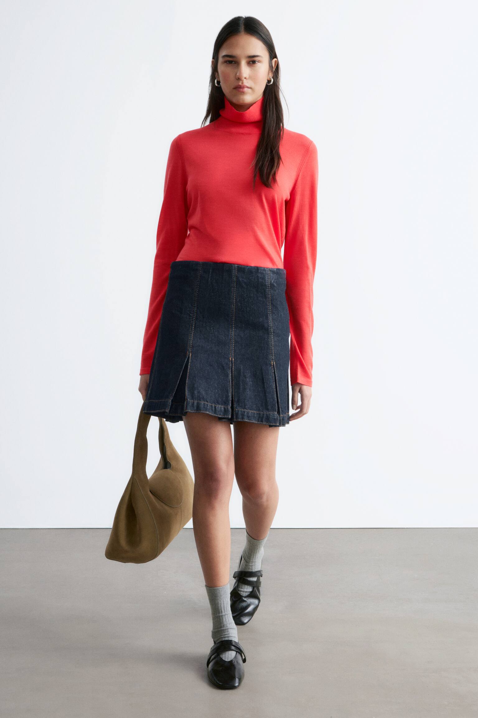 Maglia in stile polo in lana merino - Rosso - 3