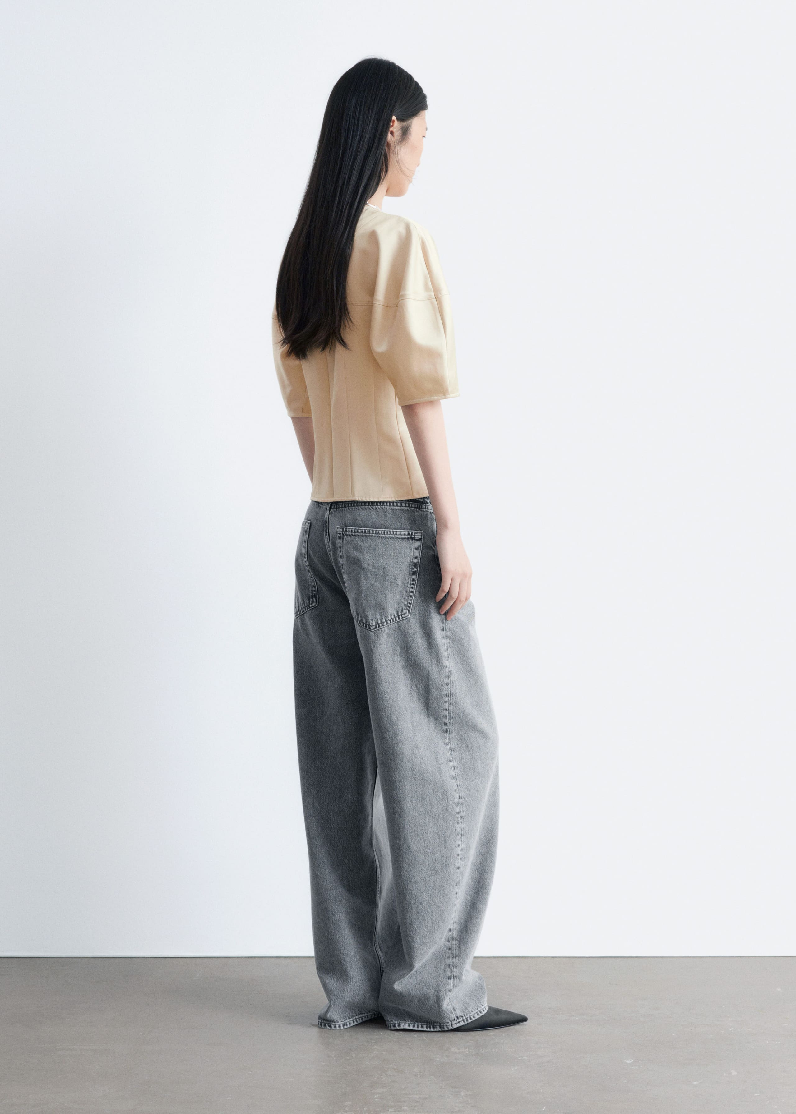 Satin Puff-Sleeve Top