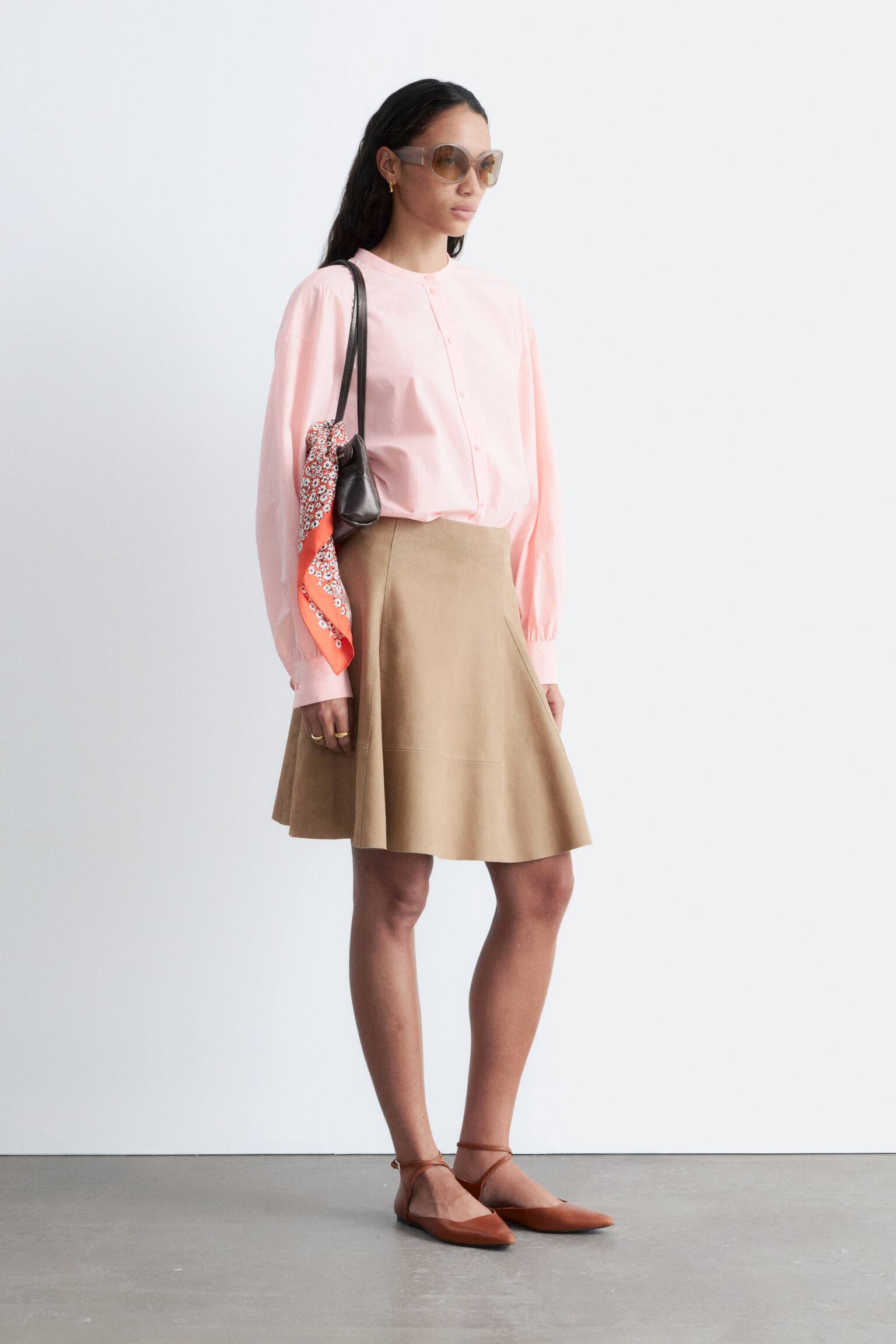 Camisa de algodón de corte holgado - Rosa claro/Cuadros negros/Azul/Cuadros/Blanco - 6