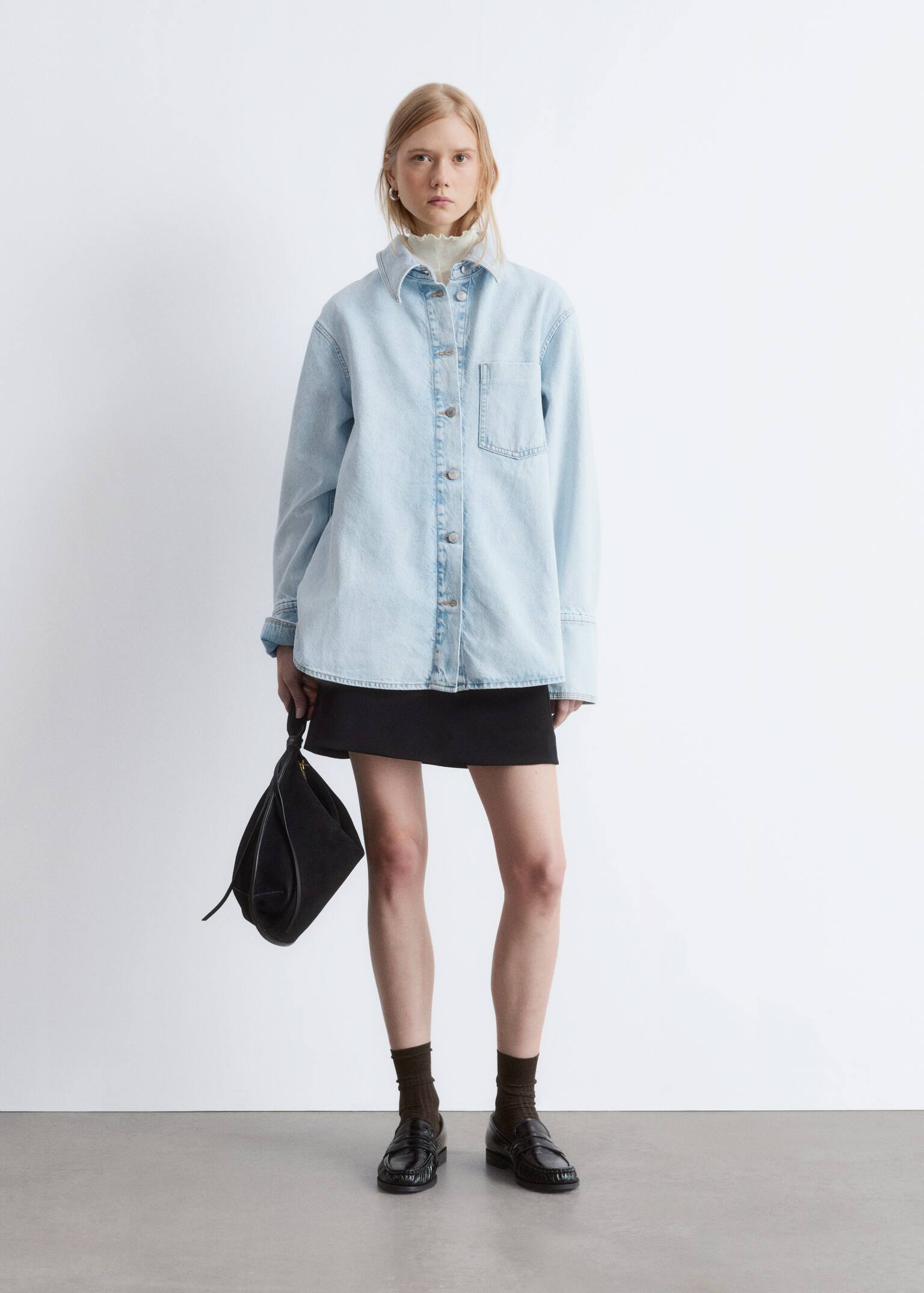 Oversized Denim Shirt - Azzurro