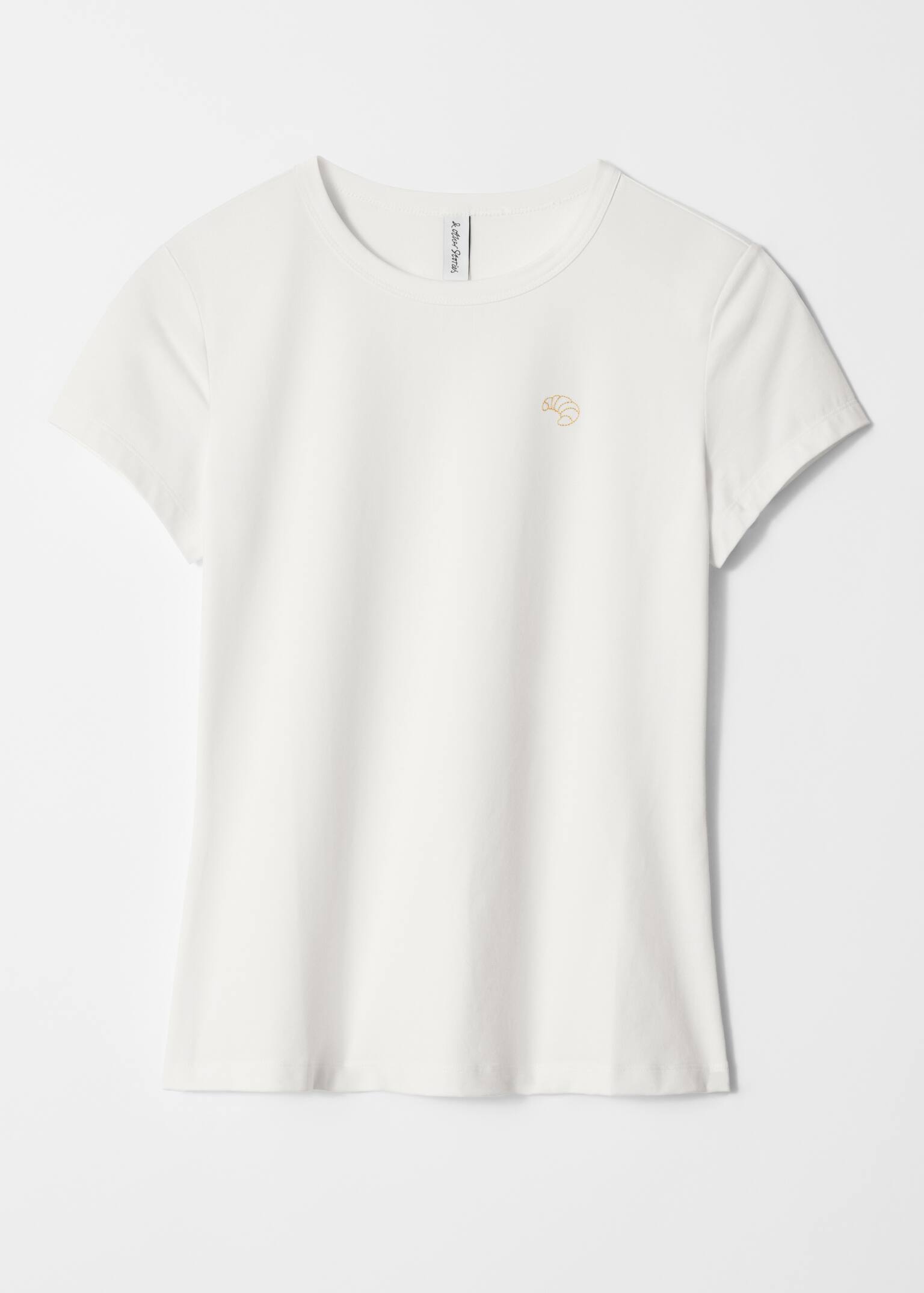 Camiseta bordada - Blanco/Rayas beige/negras/Negro/Rayas beige/negras