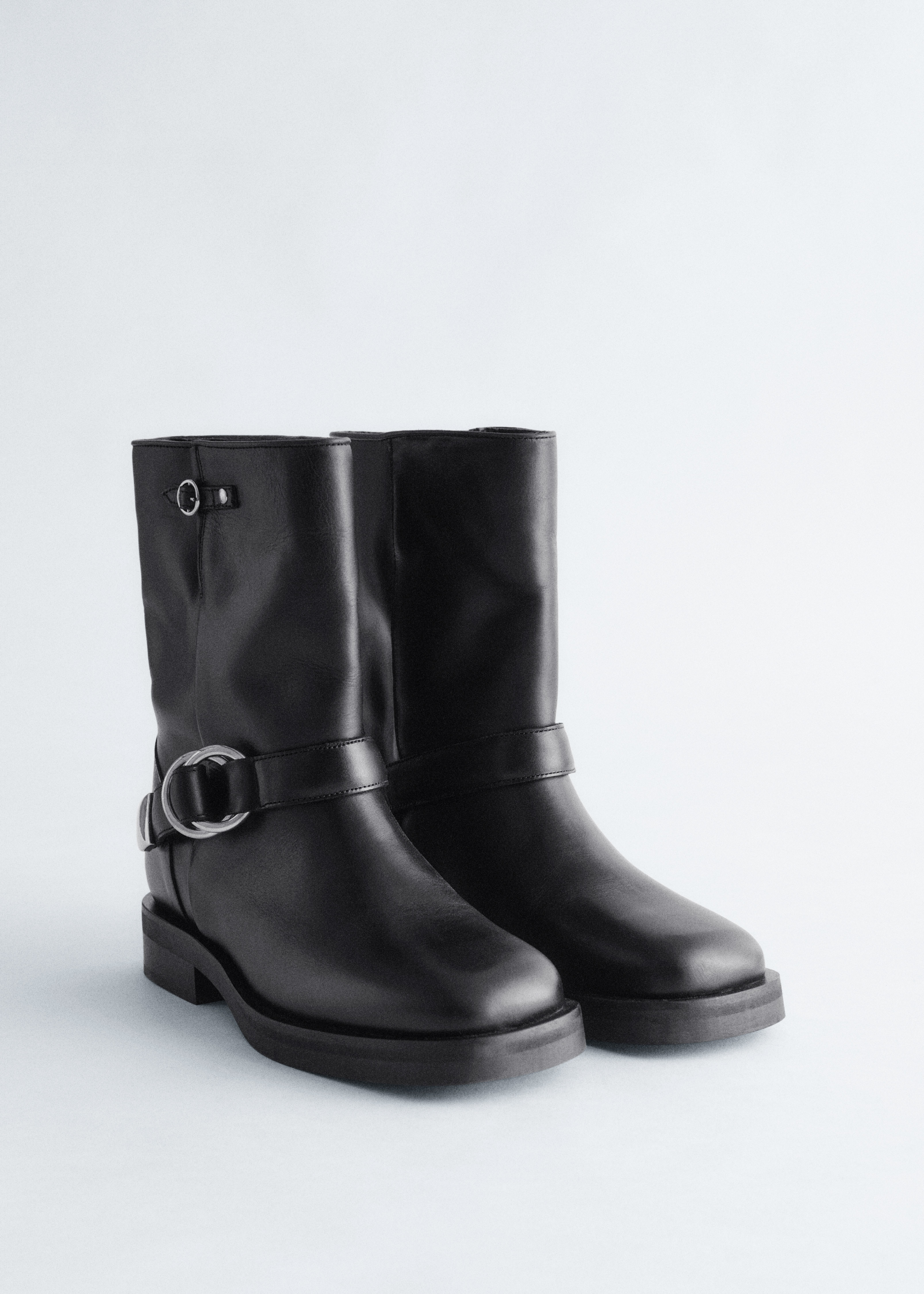 Bikerstiefel aus Leder - Schwarz/Braun