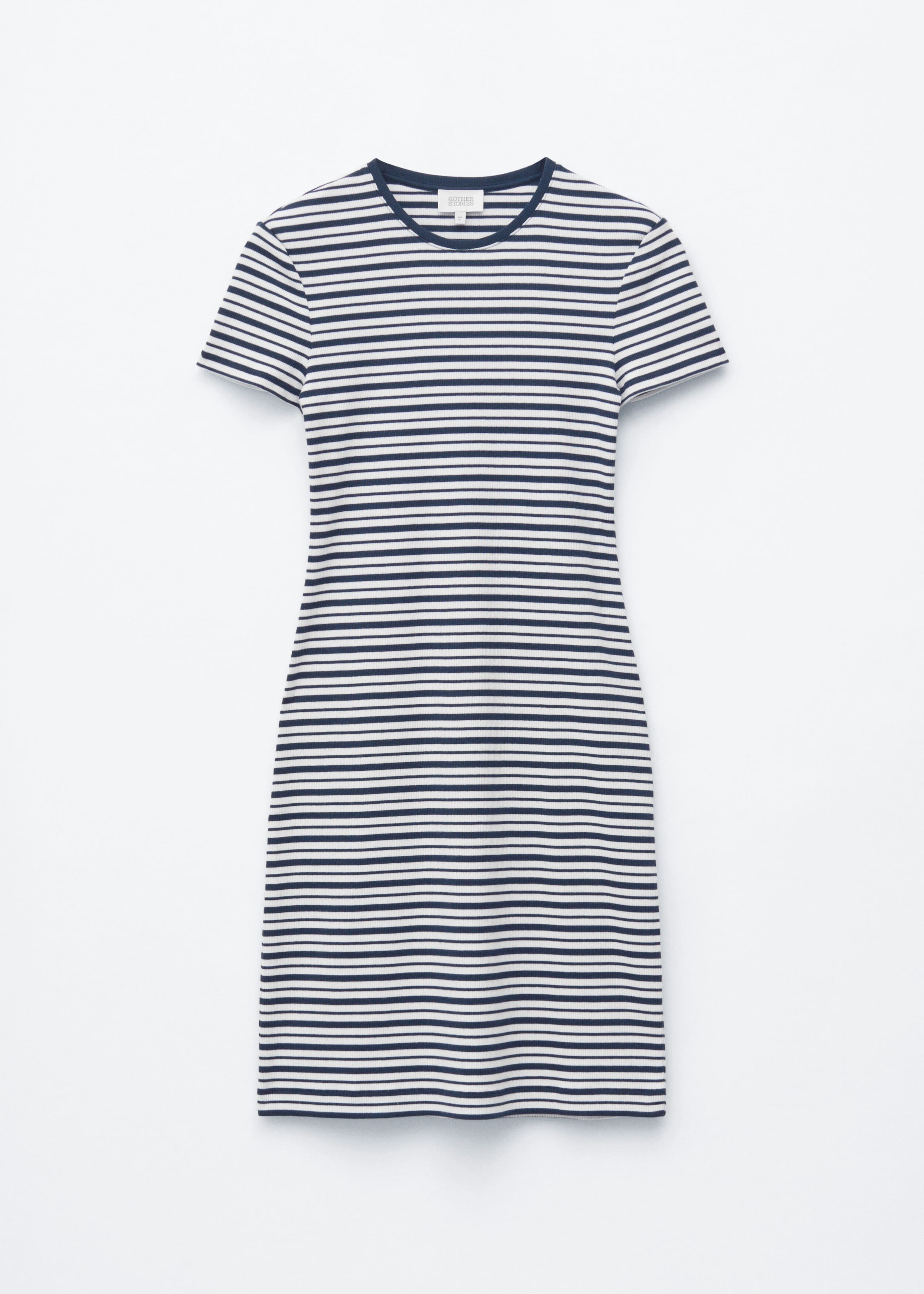 Cotton Jersey Mini Dress - White/Blue/Striped - Still Life
