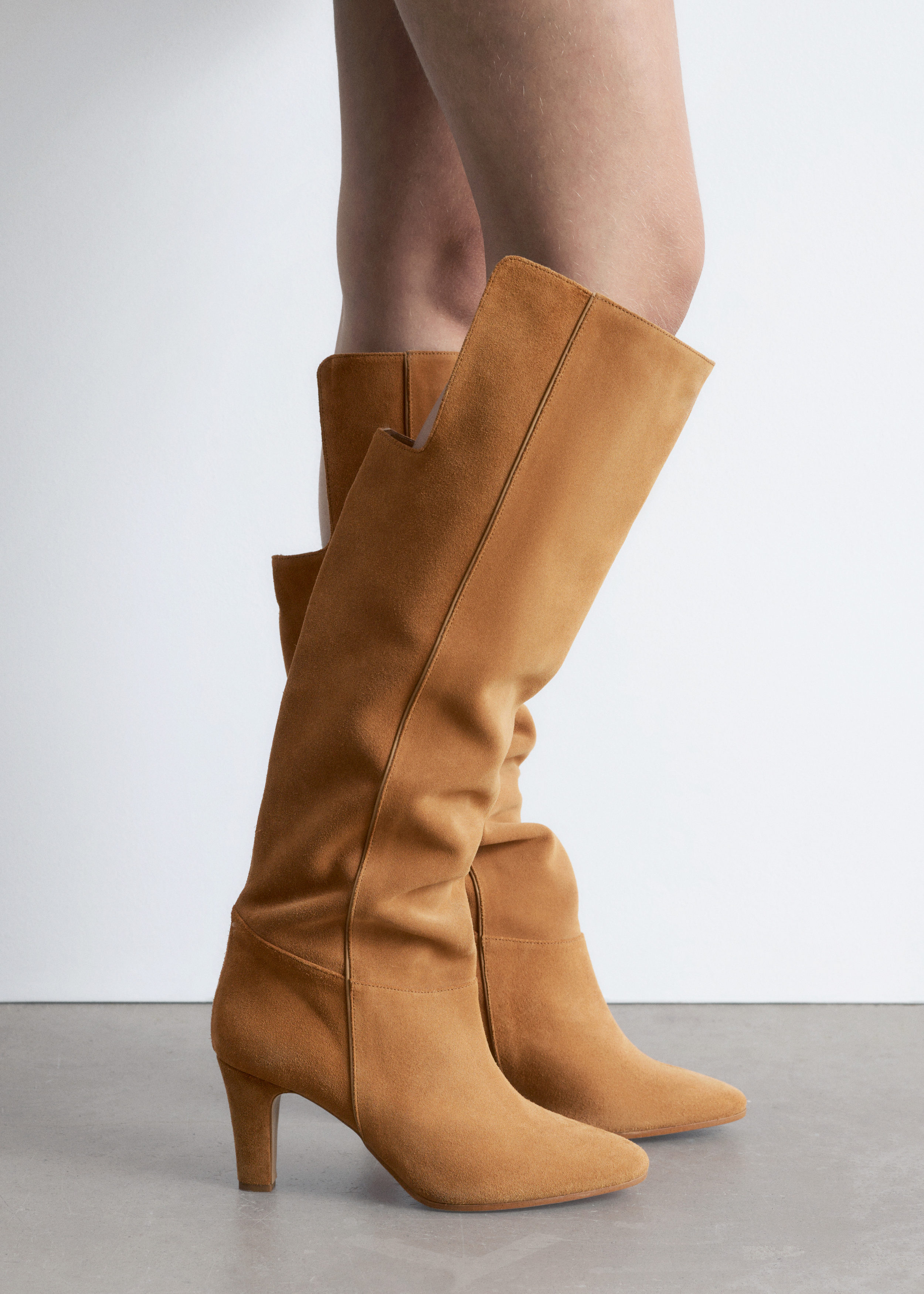 Knee High Boots Mango Brown Suede Boots Mango Brown Suede Leather