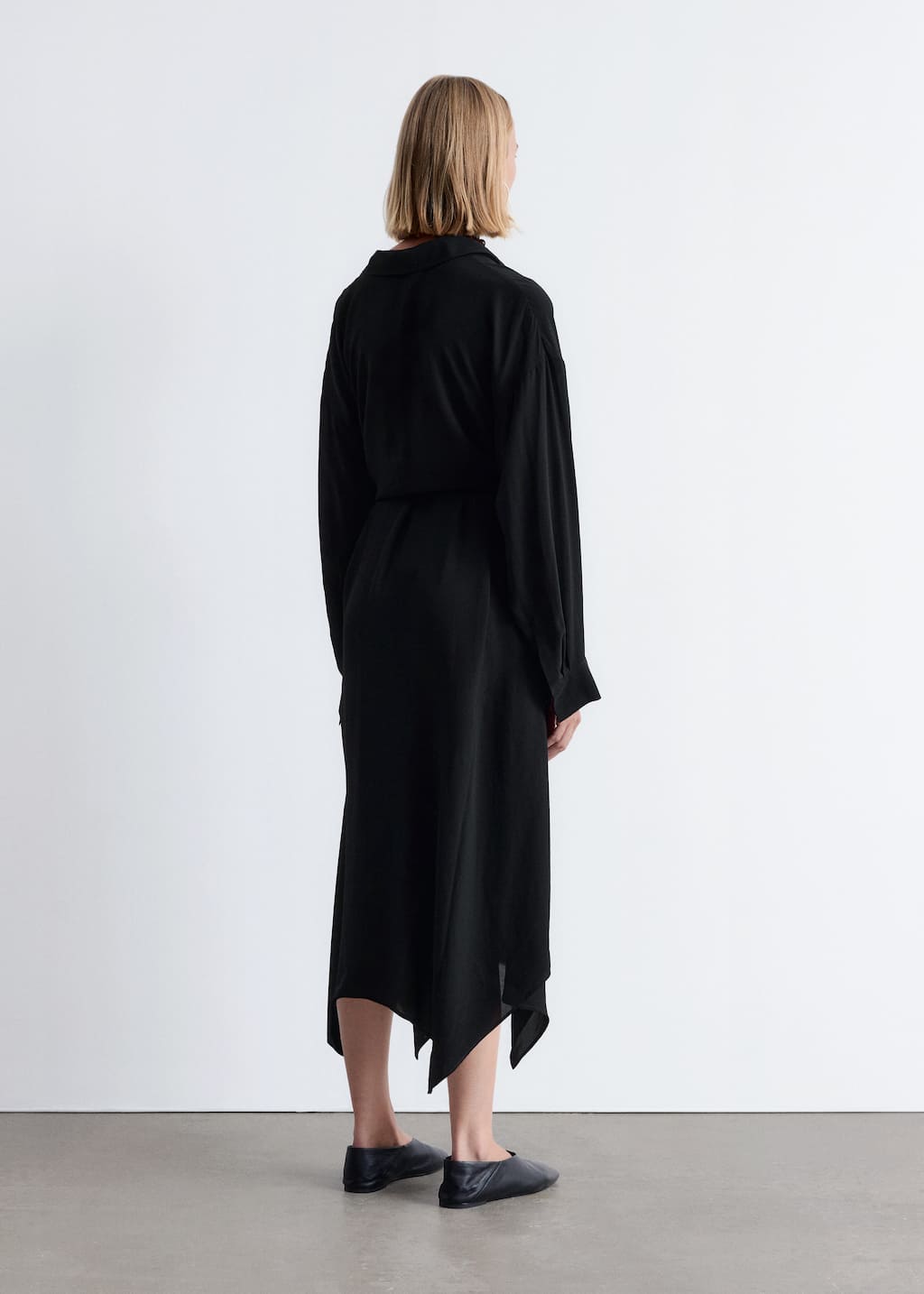 Image of Tie-Detail Midi Shirt Dress