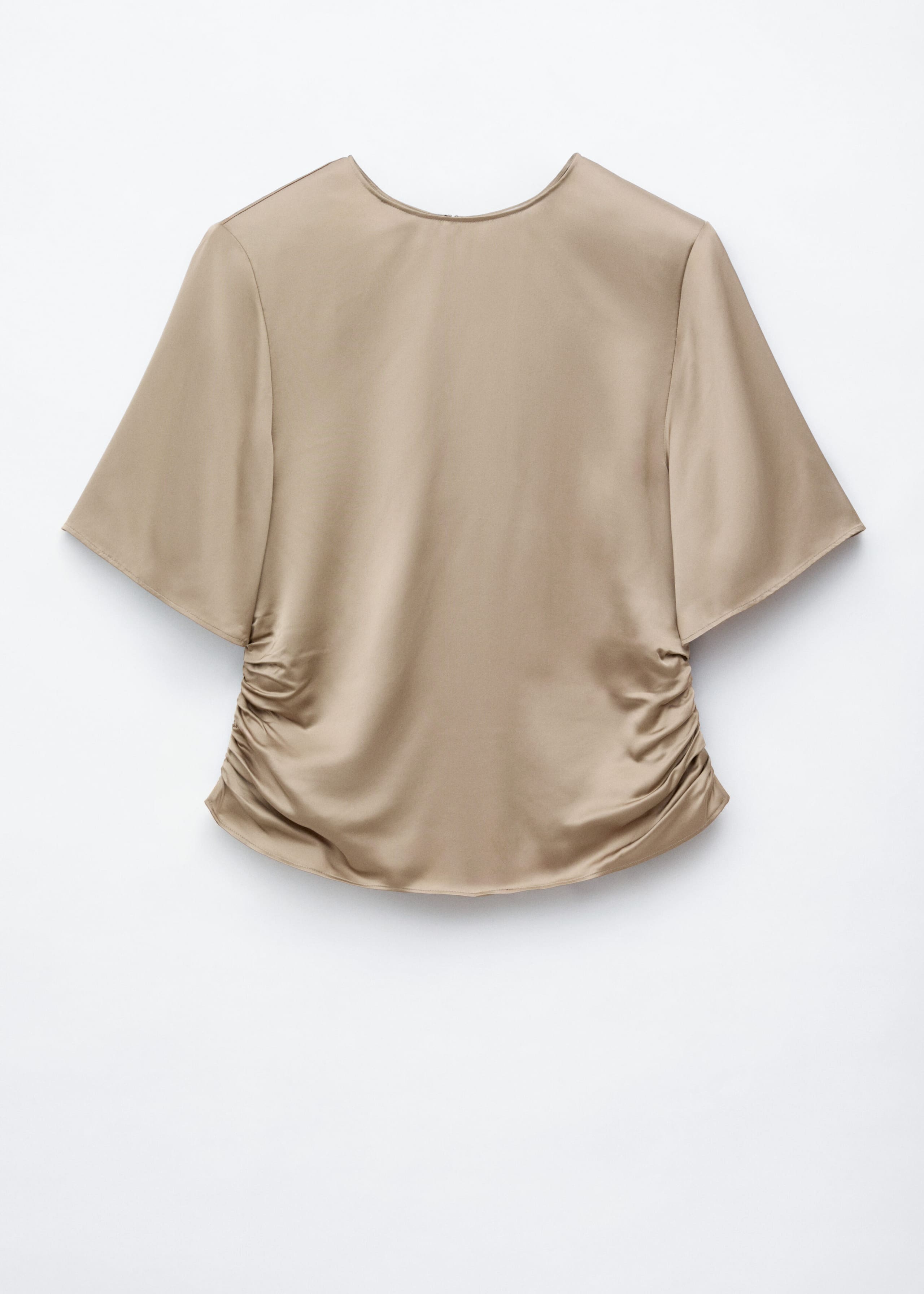 Pleated Side Slim Blouse - Beige - Still Life
