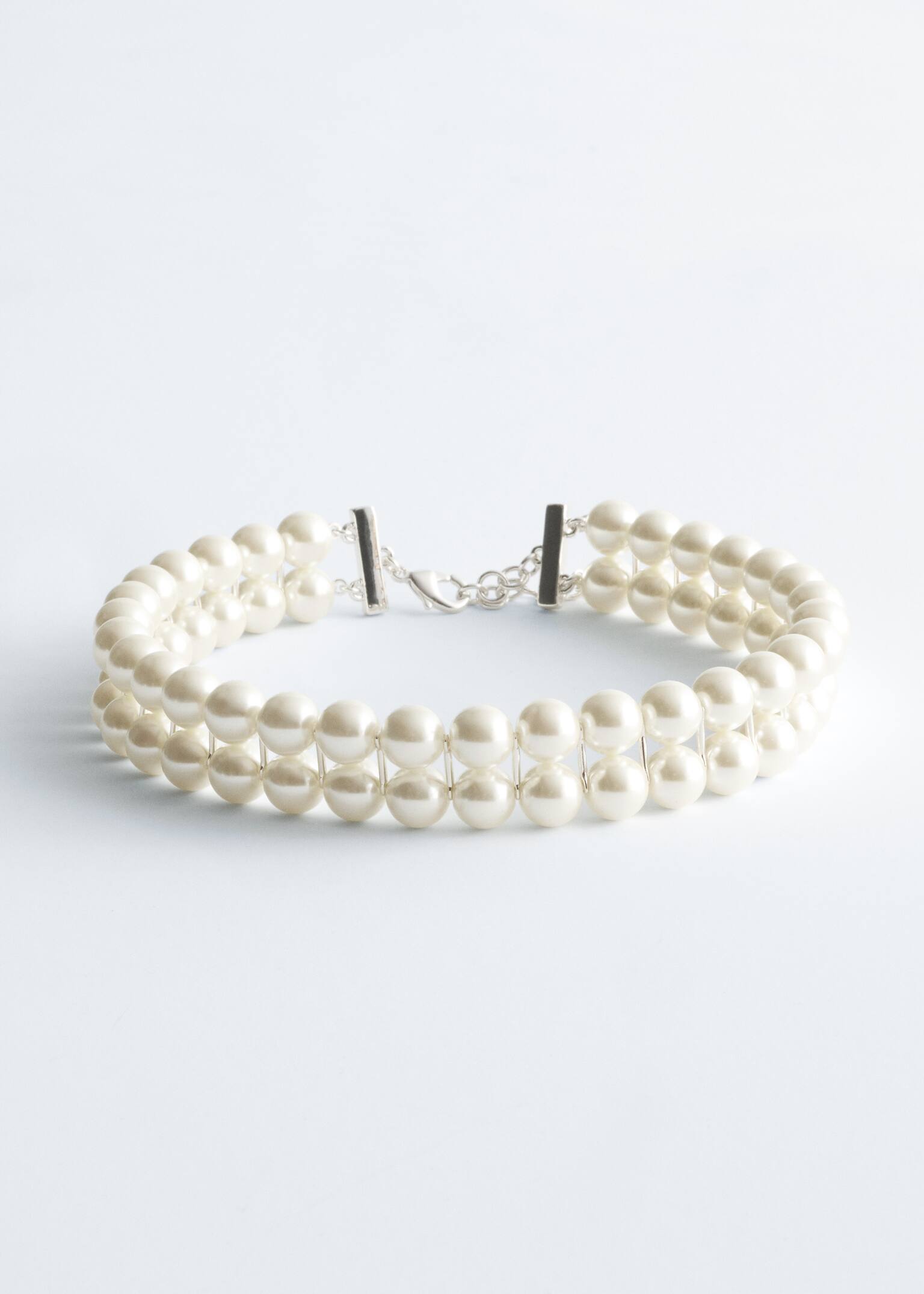 Two-Row Pearl Choker - Cream - 2
