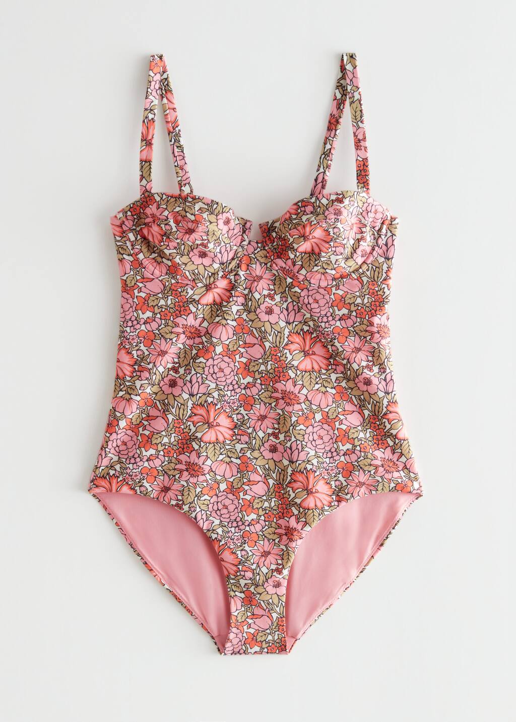Printed Bustier Swimsuit - Pink Florals - Still Life