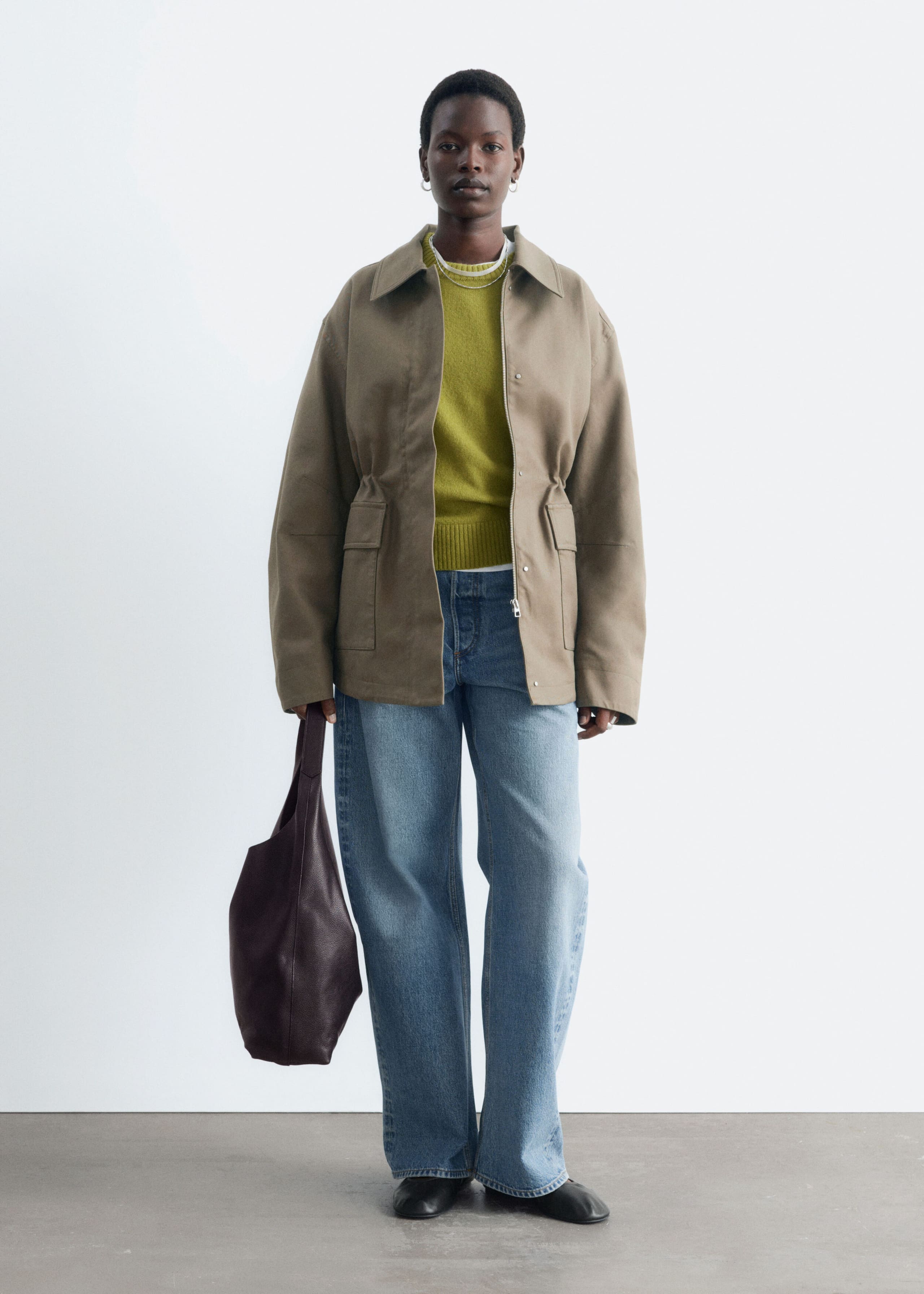 Oversized Drawstring Utility Jacket - Khaki Green - Still Life