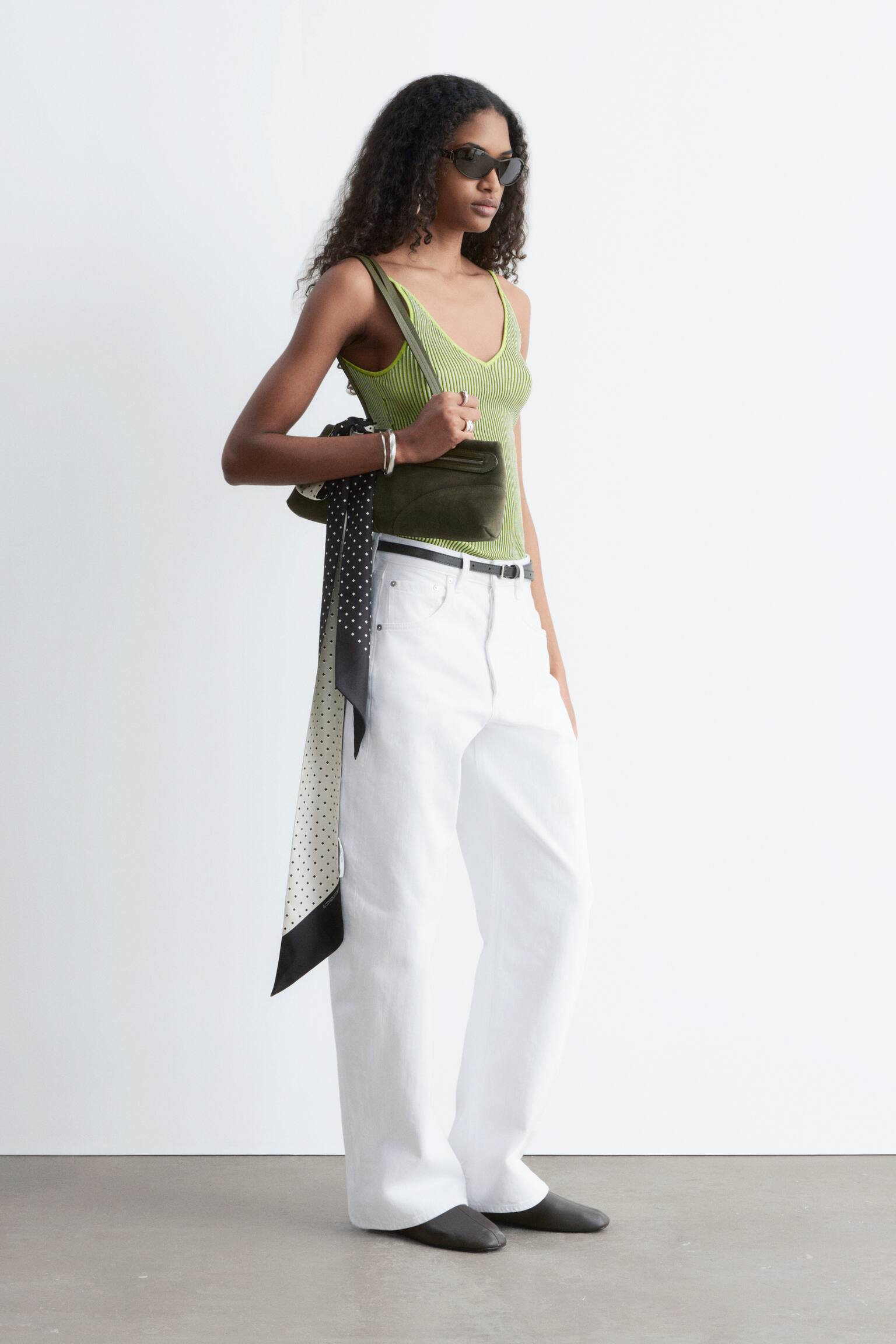 Ribstrikket camisole - Grøn - 7