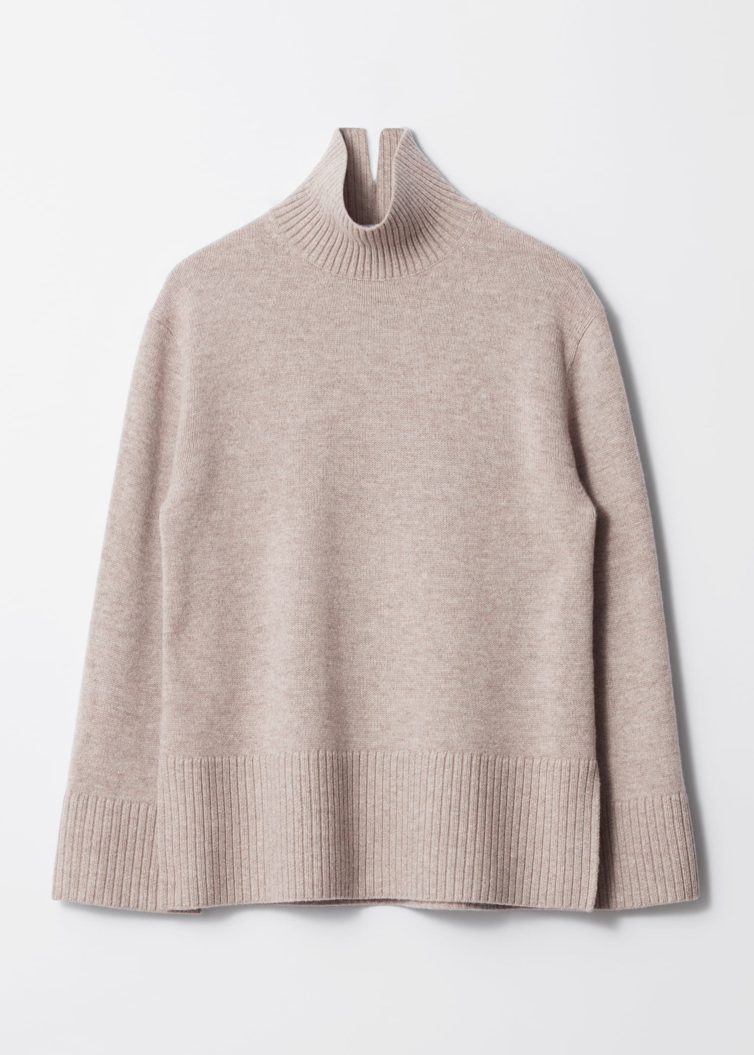 Oversized-Wollpullover mit Rollkragen - Graubraun/Weinrot/Schwarz
