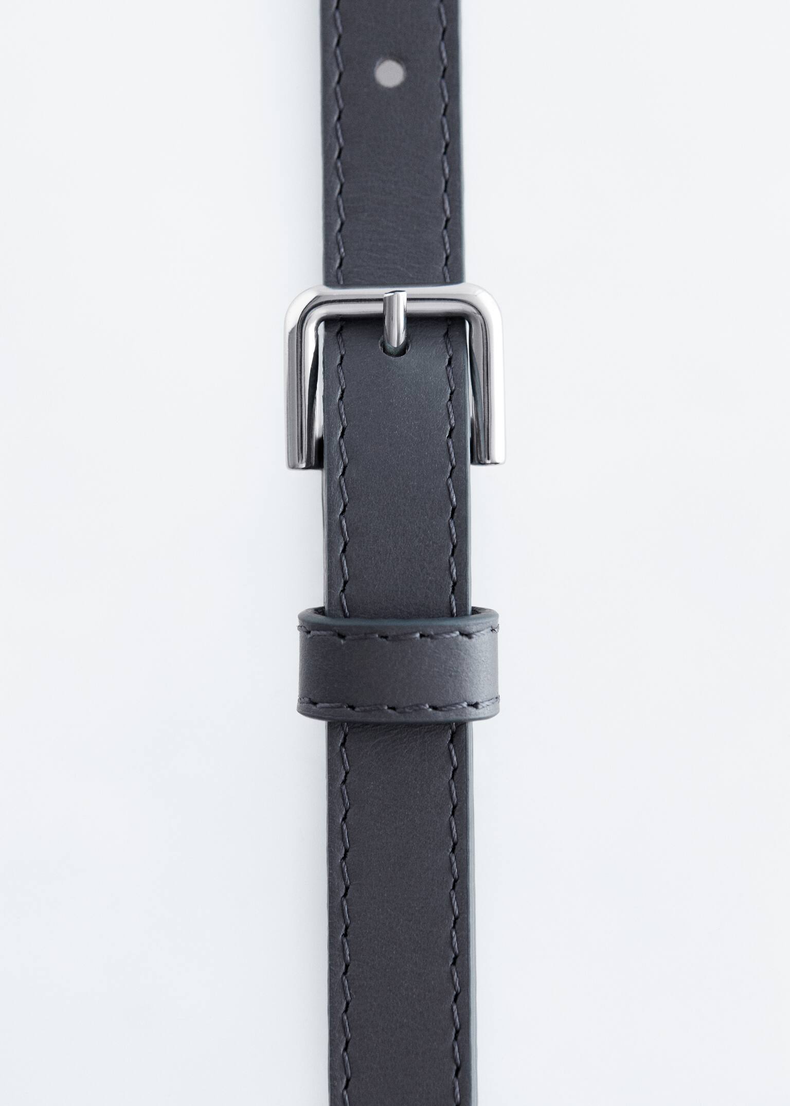 Slim Leather Belt - Dark Grey - 2