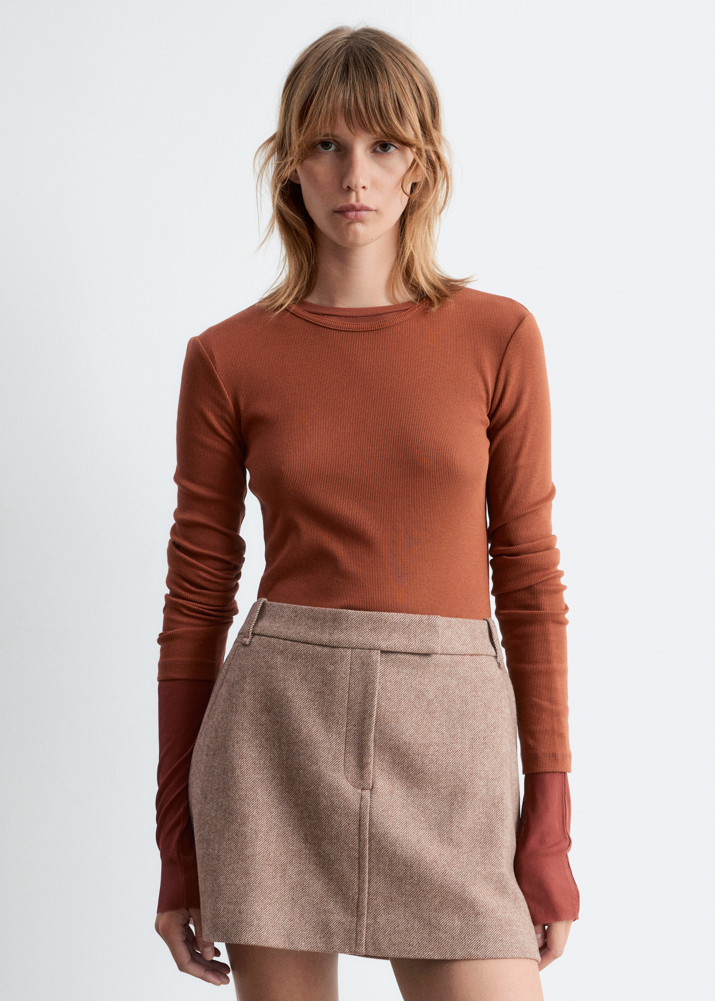 Ribbed Long-Sleeve Top - Terracotta Brown - & Other Stories US