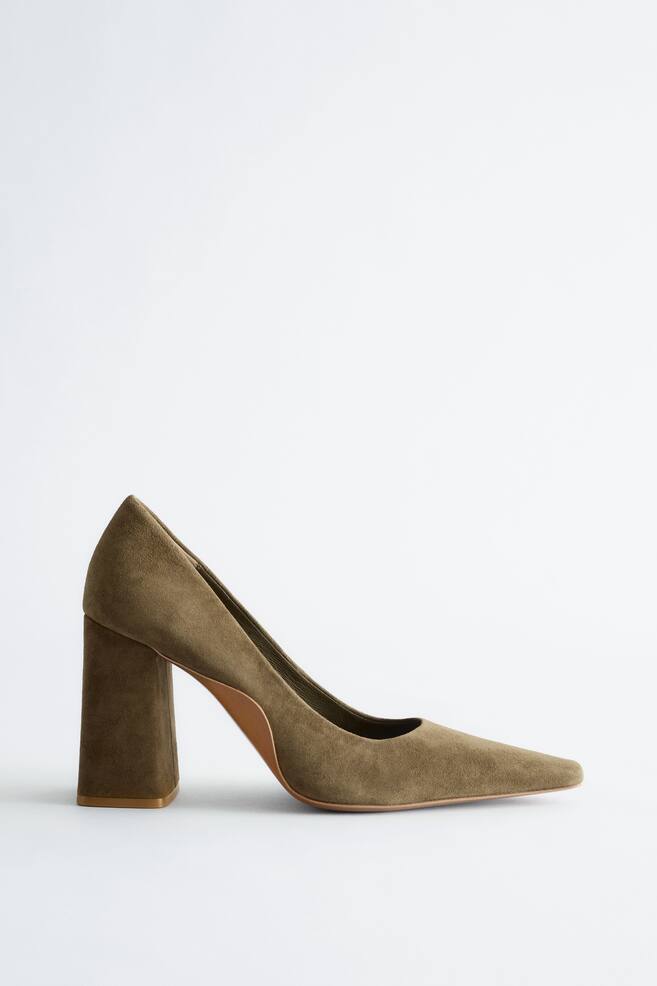 Escarpins en cuir à talons épais - Vert kaki/Dark pink/Blanc - 1