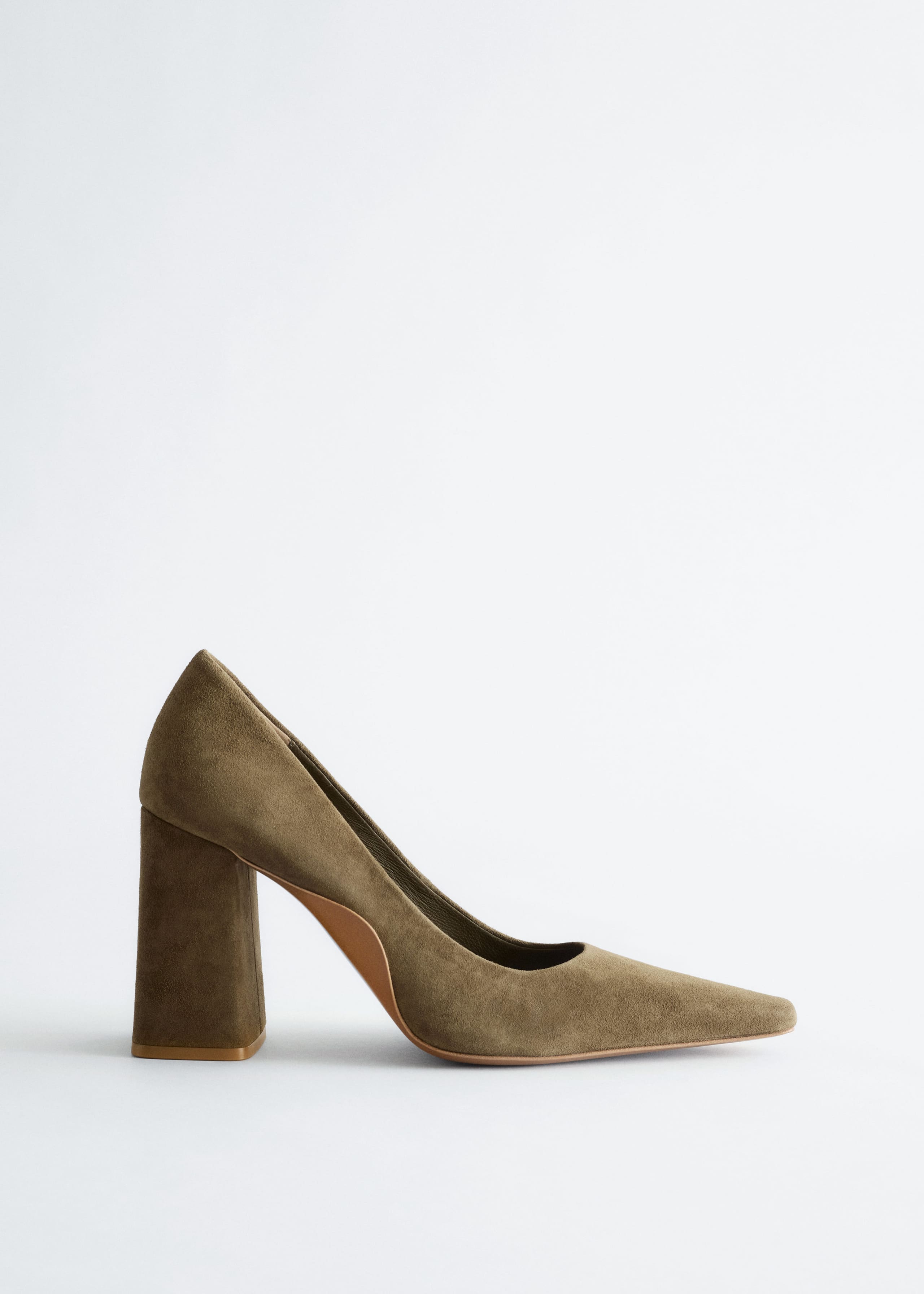 Image of Décolleté in pelle scamosciata con tacco a blocco