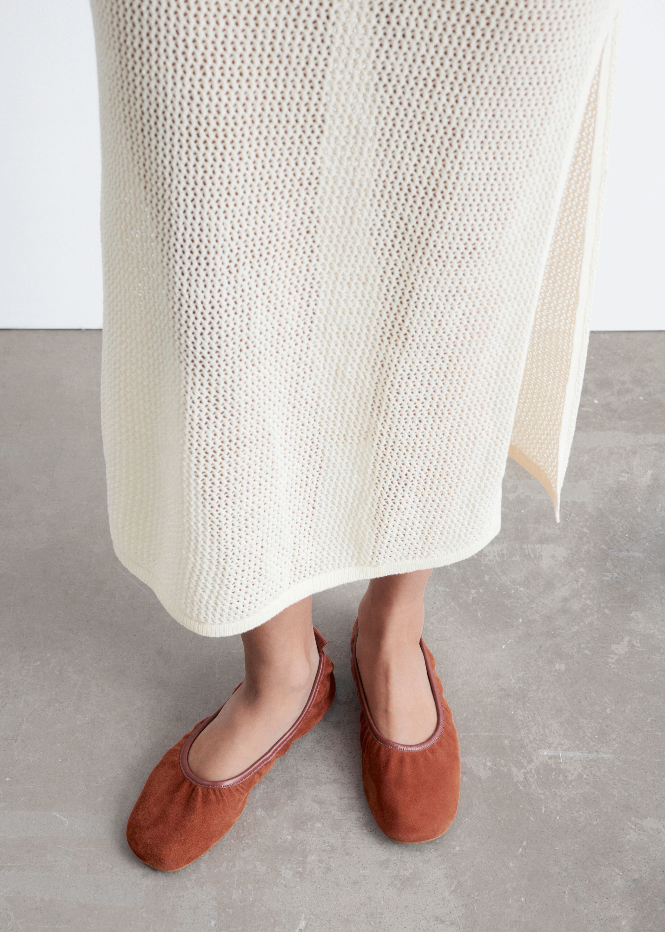 Suede Ballet Flats - Orange - Lookbook