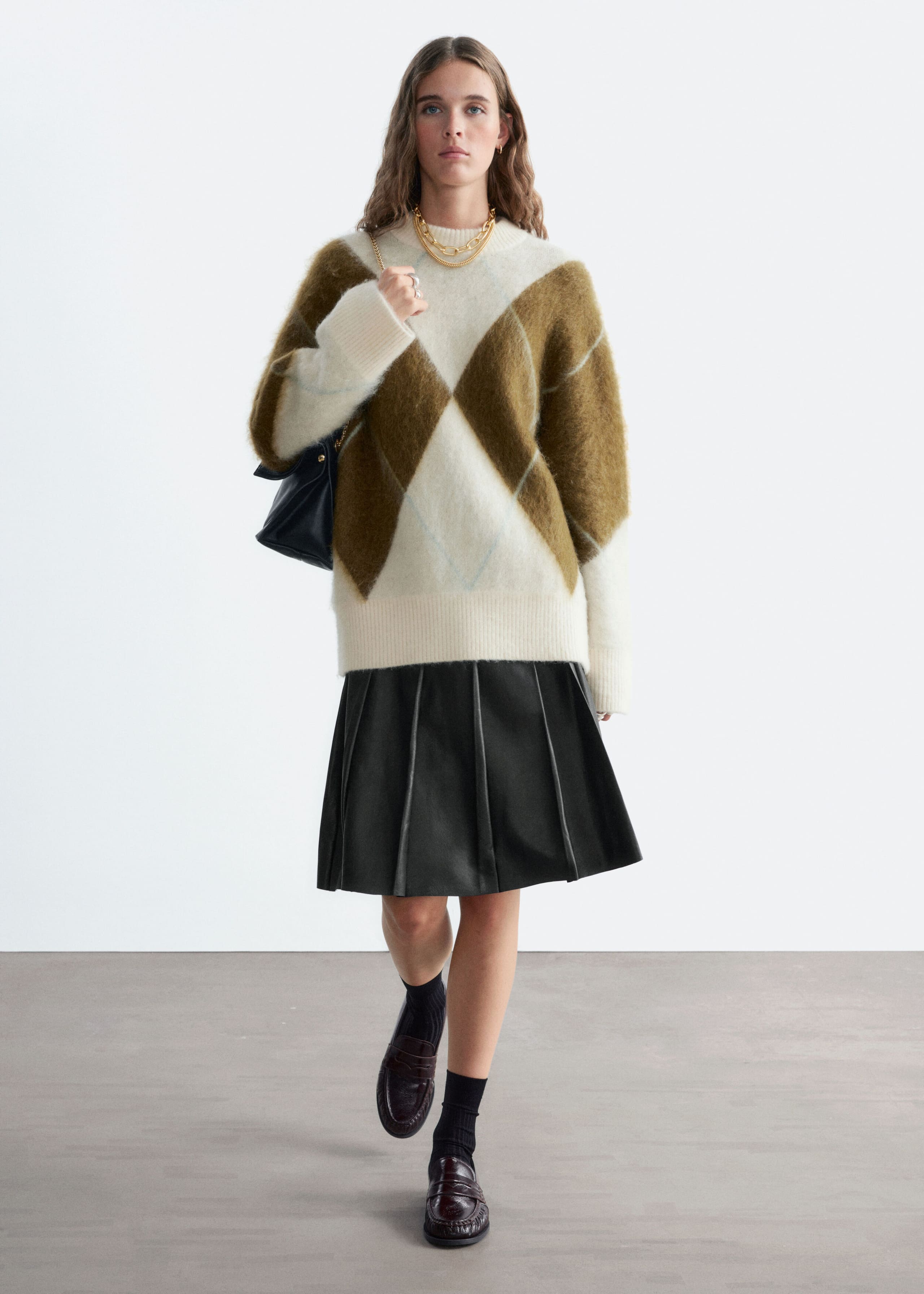 Mohair-Blend Jacquard Jumper - Light Green/Grey - Lookbook