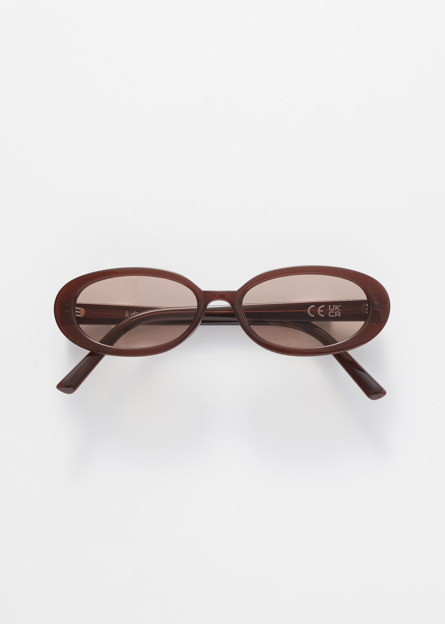 Slim Oval-Frame Sunglasses - Brown/Yellow - 2