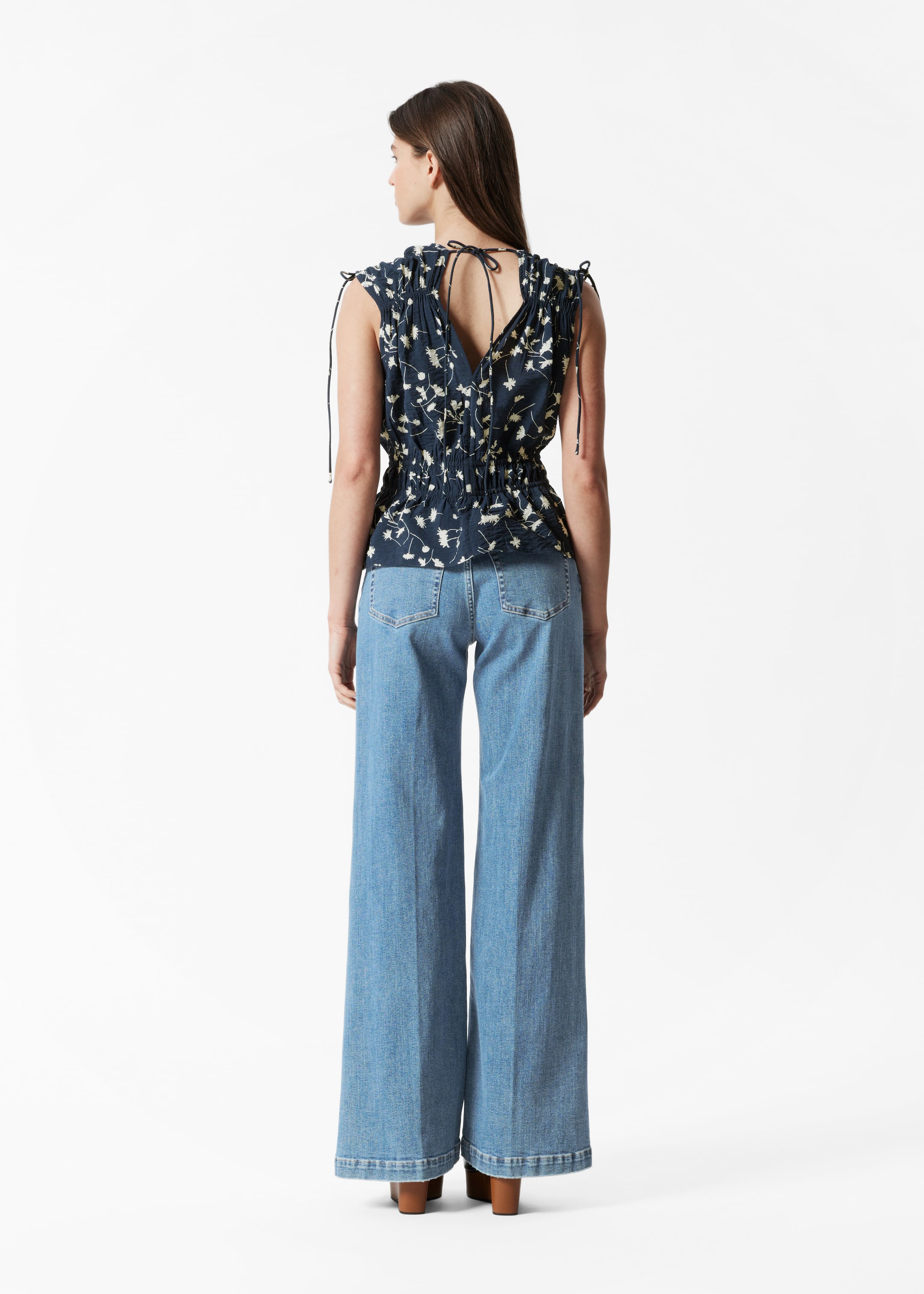 Größeres Bild ansehen: Oberteil mit Raffungen - Navyblau/Gemustert - Ladies | H&M DE 4