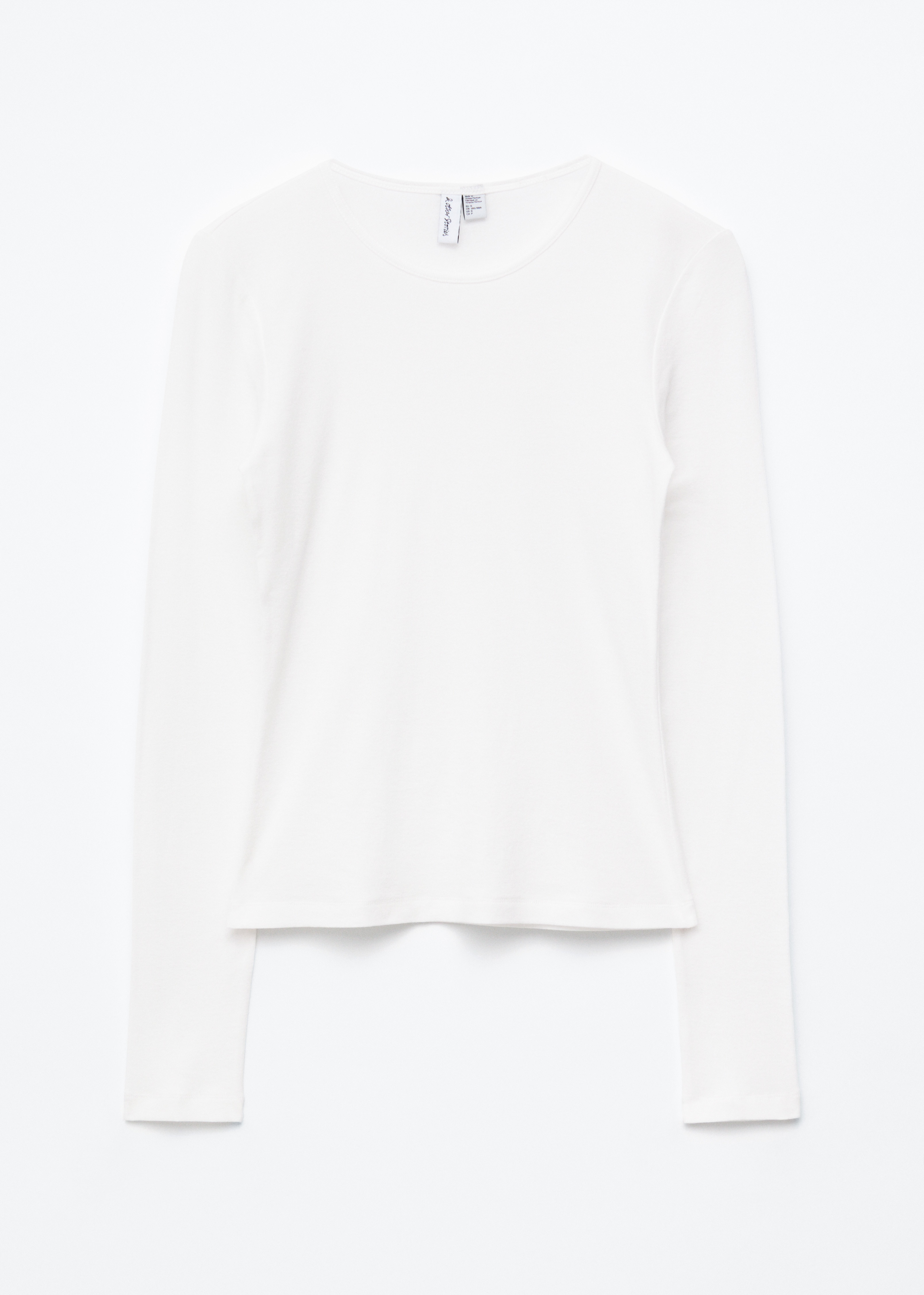 Blusa de algodão de manga comprida - Branco/Cor de vinho