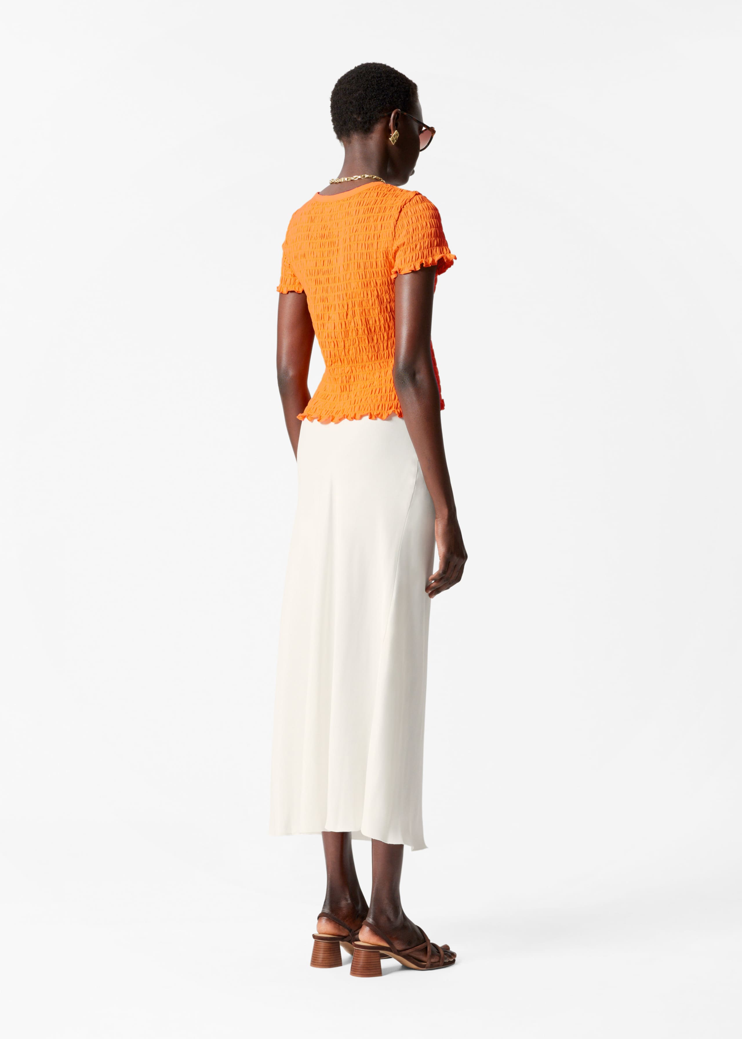 Smocked T-Shirt - Orange - Lookbook