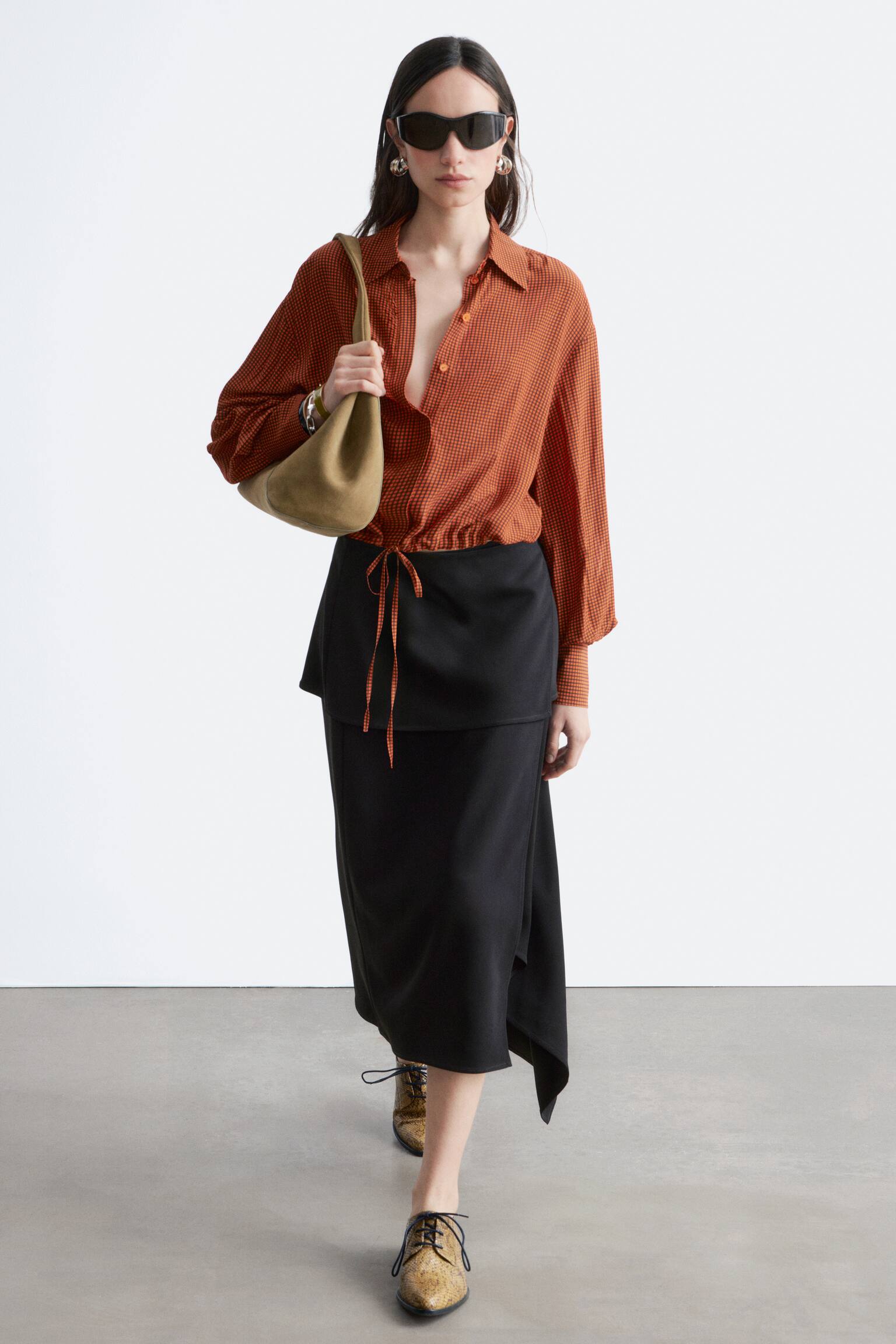 Hemd mit Kordelzug - Orange/Kariert - 4