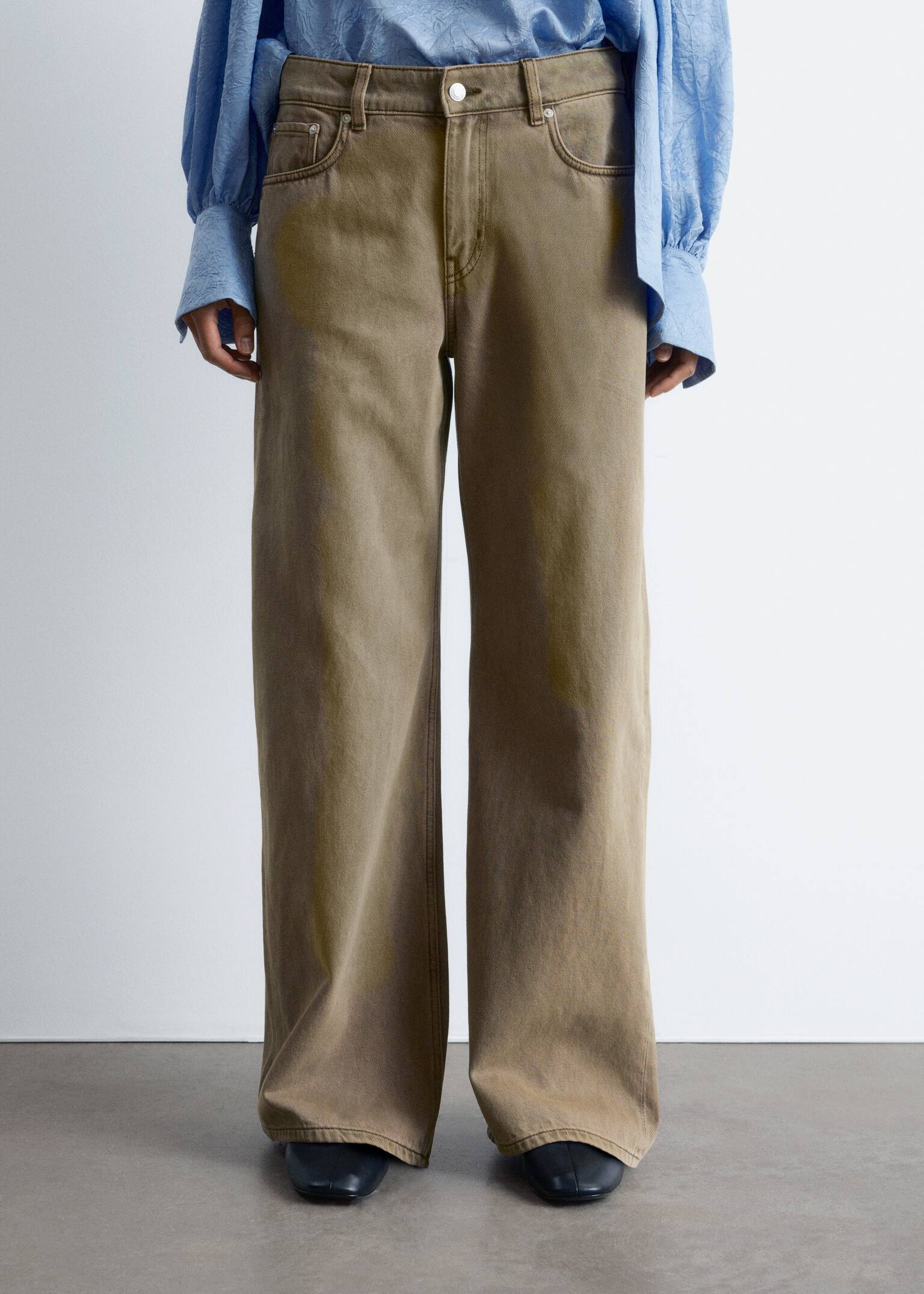 Relaxed Wide-Leg Jeans - Kakigroen/Roestbruin/Beige/Black/Lichtgeel/Light blue/Roze - 7