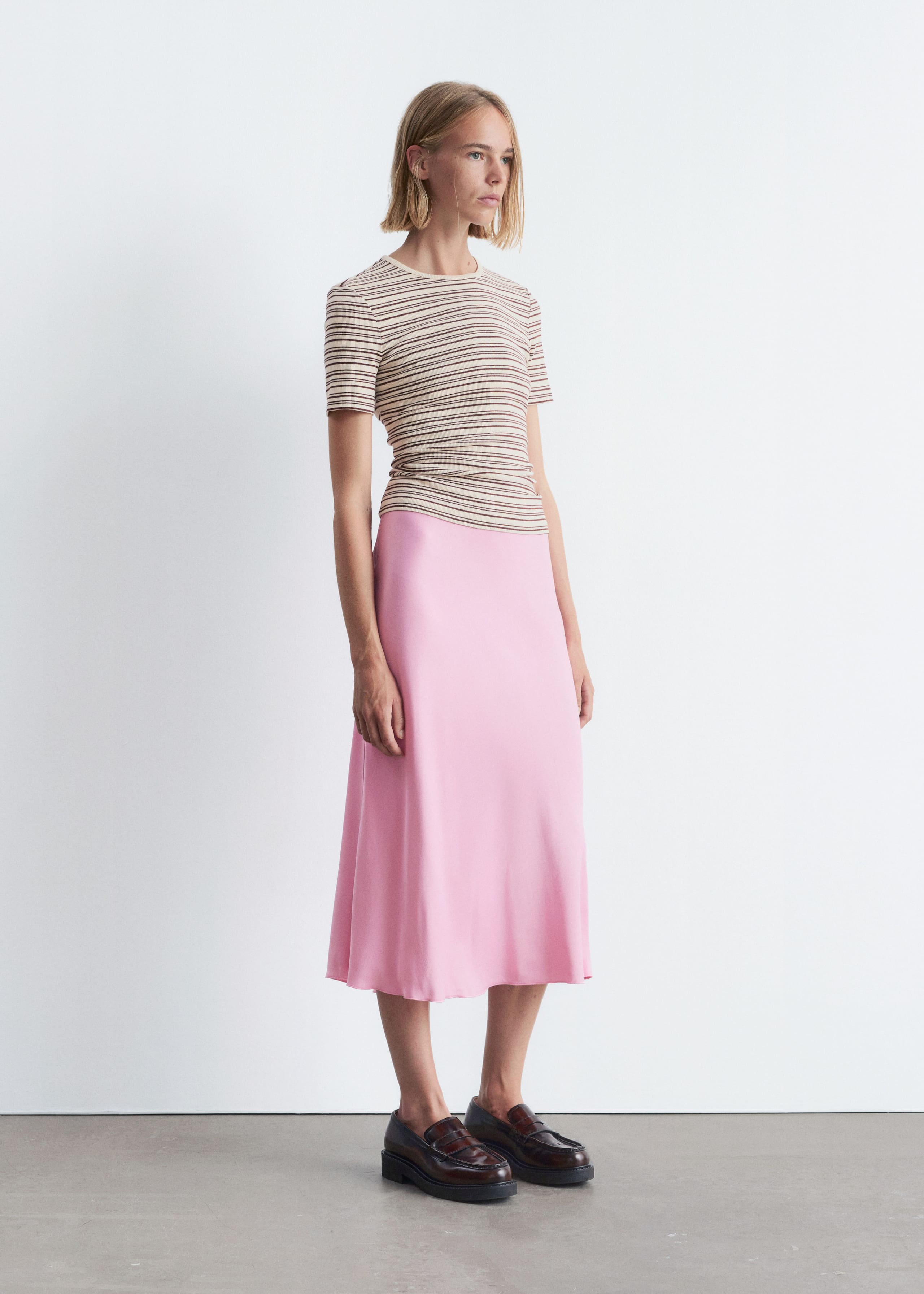 Image of Satin Midi Skirt
