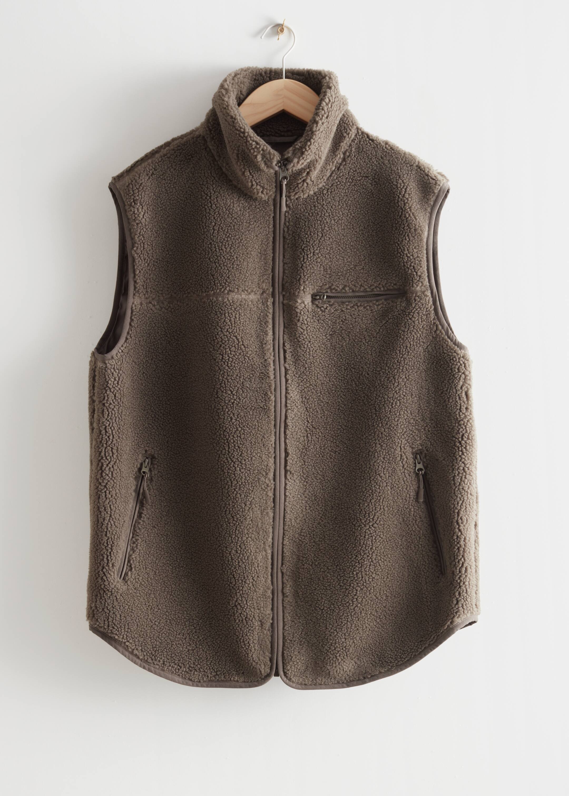 Vis større bilde: Oversized Pile Zip Vest - Brun - DAME | H&M NO 1