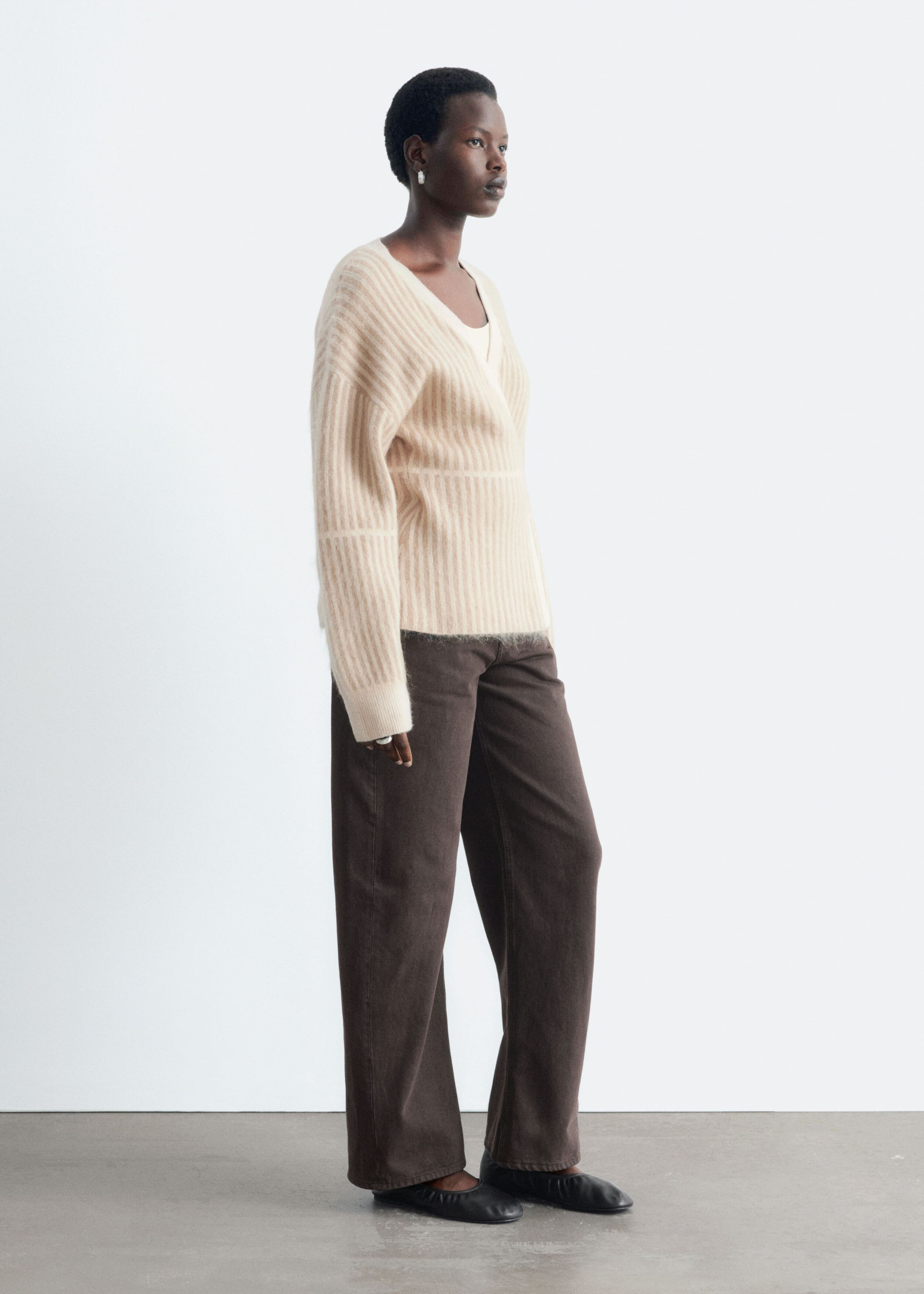 Wikkelvest van een mohairmix - Beige - Lookbook