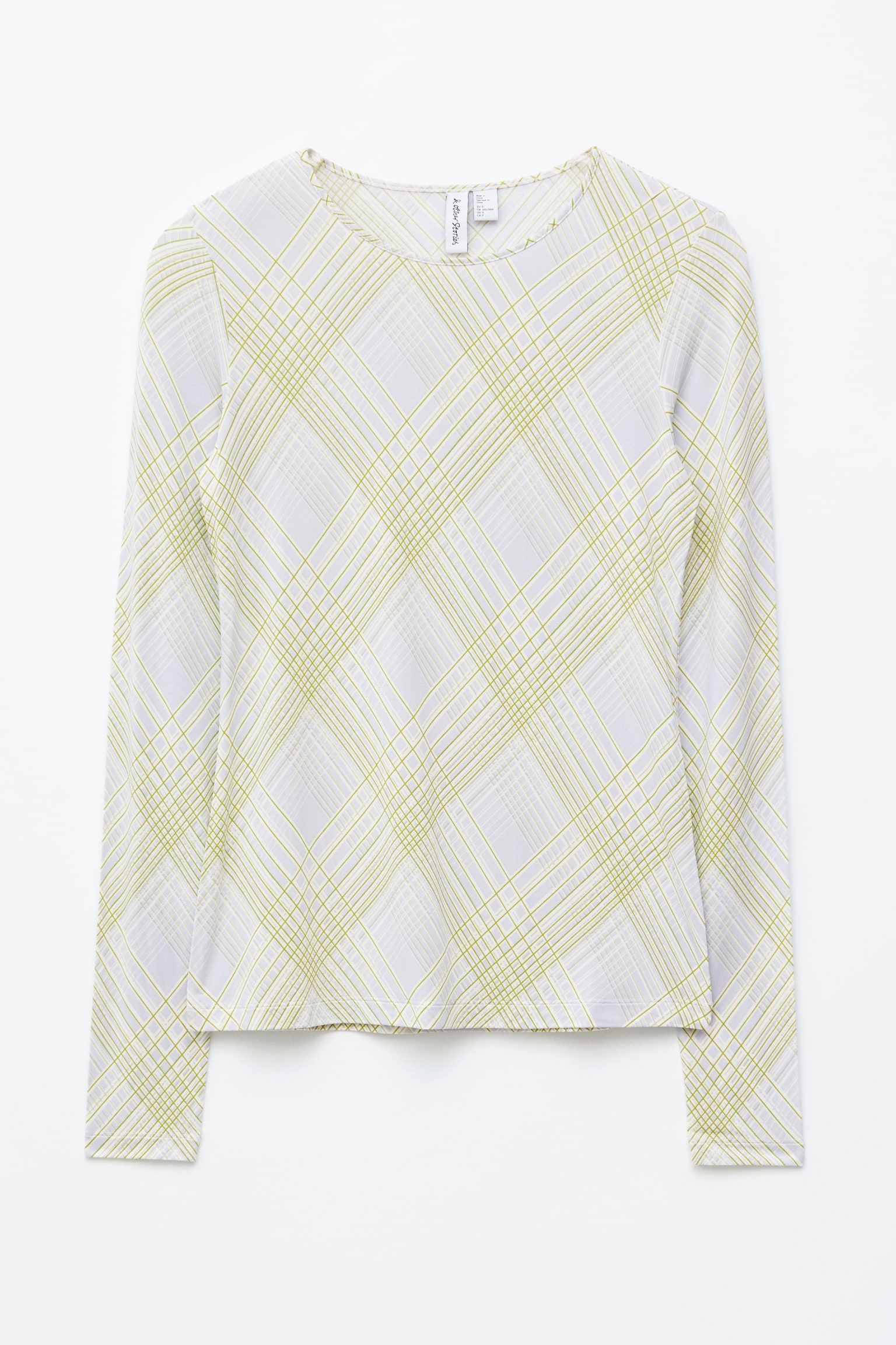 Maglia in jersey a maniche lunghe - Motivo a quadri grigio/verde - 1