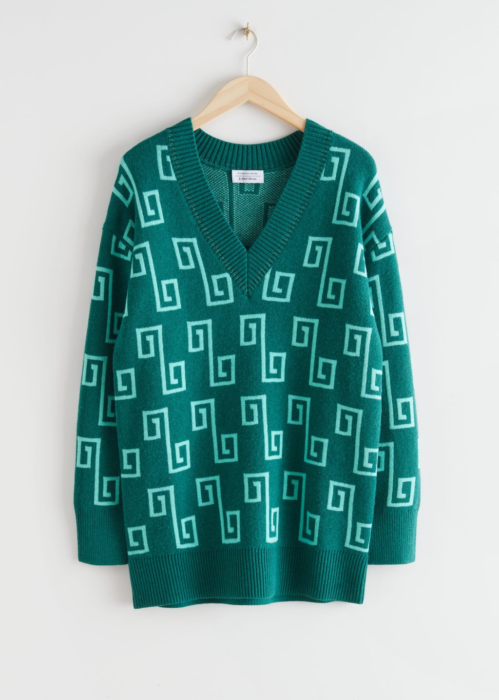 Pull en tricot jacquard oversize - Vert - Still Life