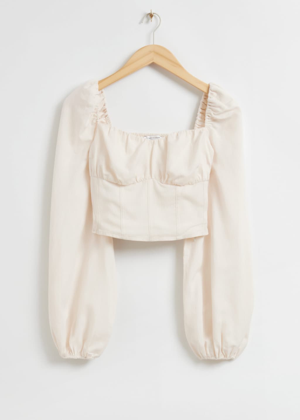 Fitted Smocked Back Corset Blouse - Cream - Still Life