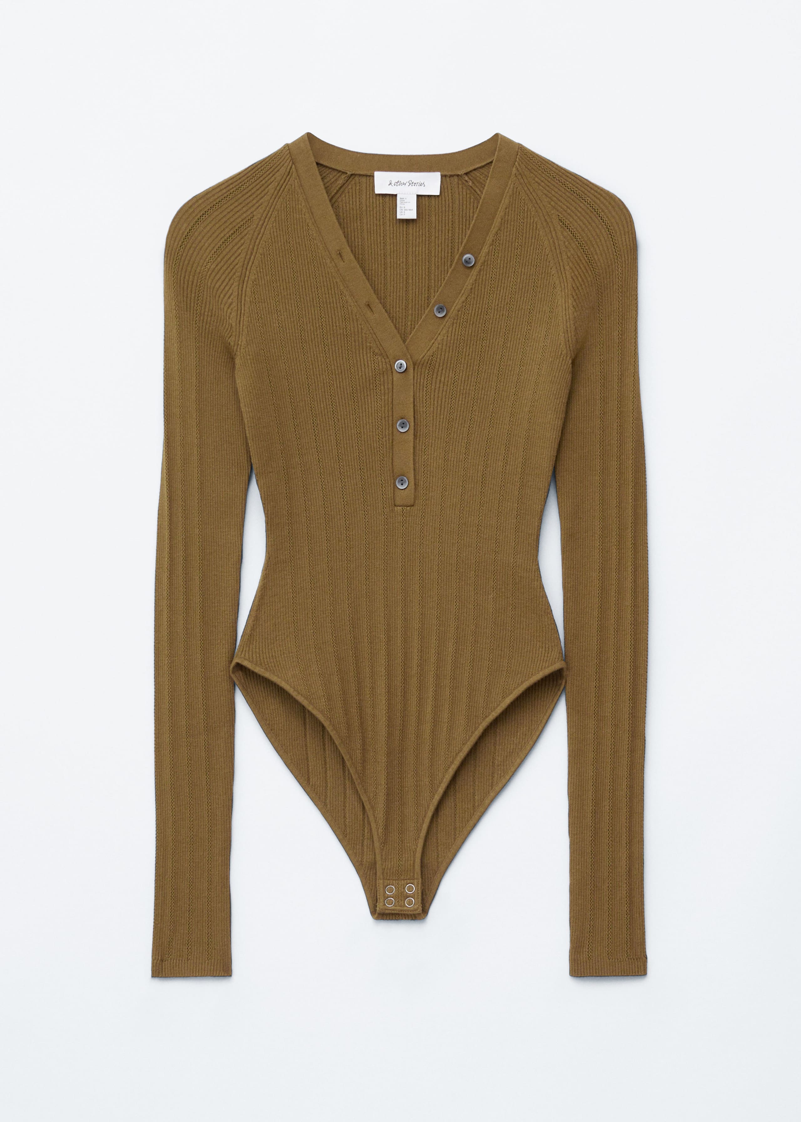 Image of Long-Sleeve Rib-Knit Bodysuit