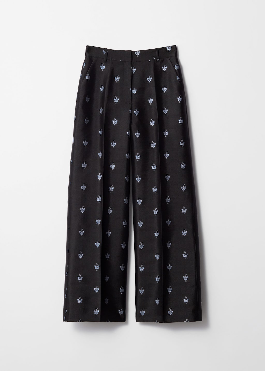 Pantaloni ampi con motivo jacquard metallizzato - Nero - Natura morta