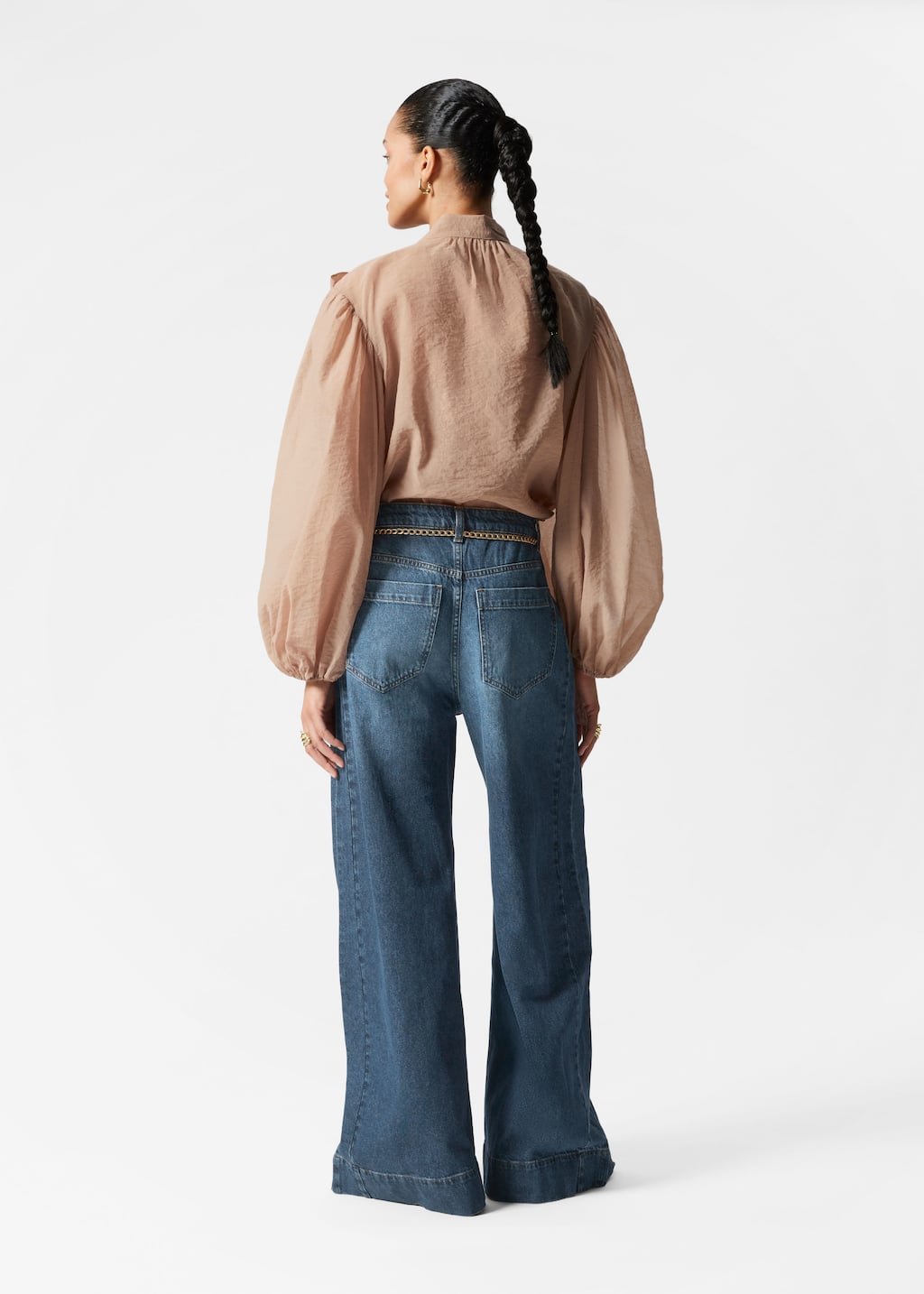 Image of Puff-Sleeve Bow-Detail Blouse