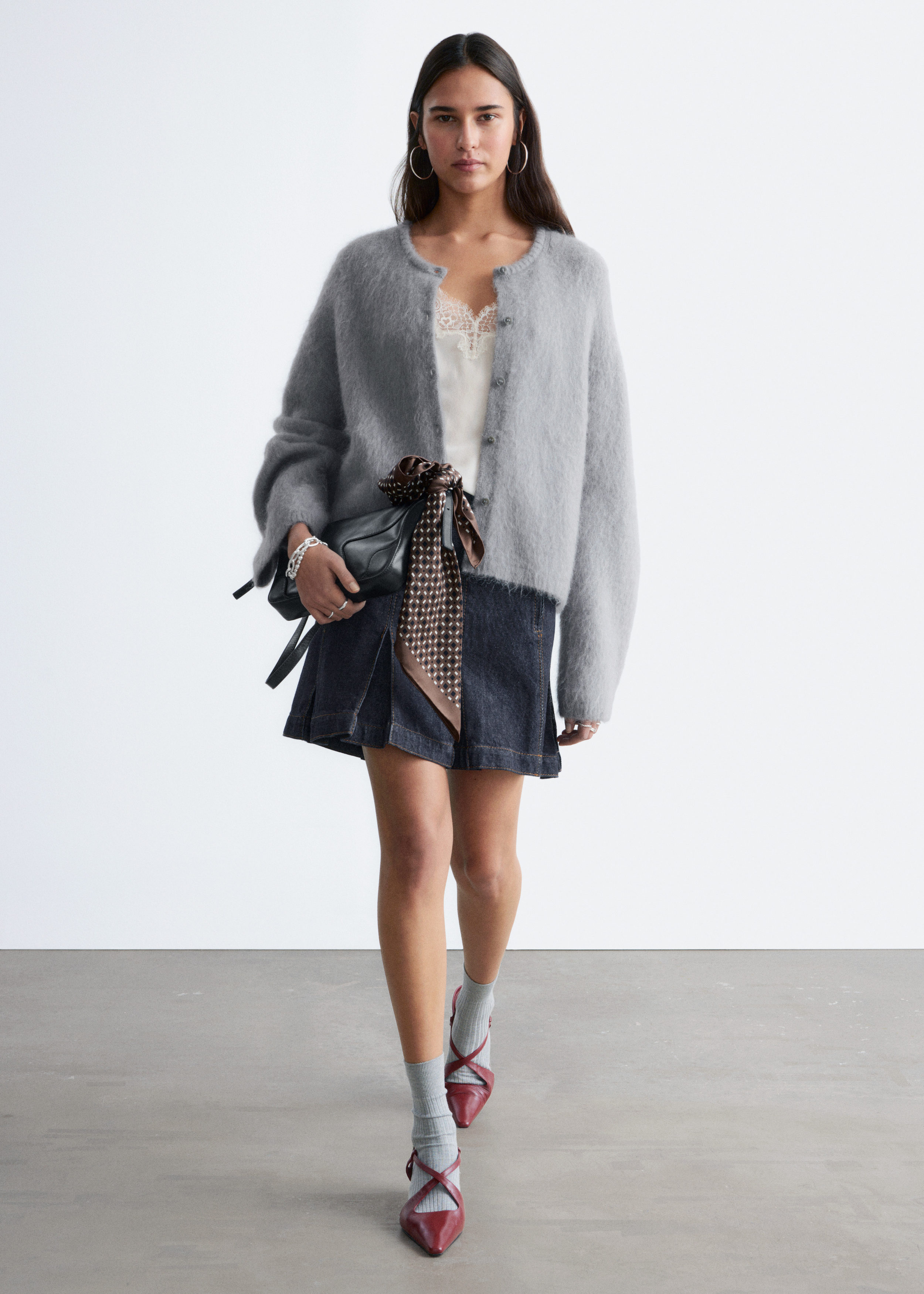 Brushed Mohair-Blend Cardigan - Light Grey - & Other Stories US