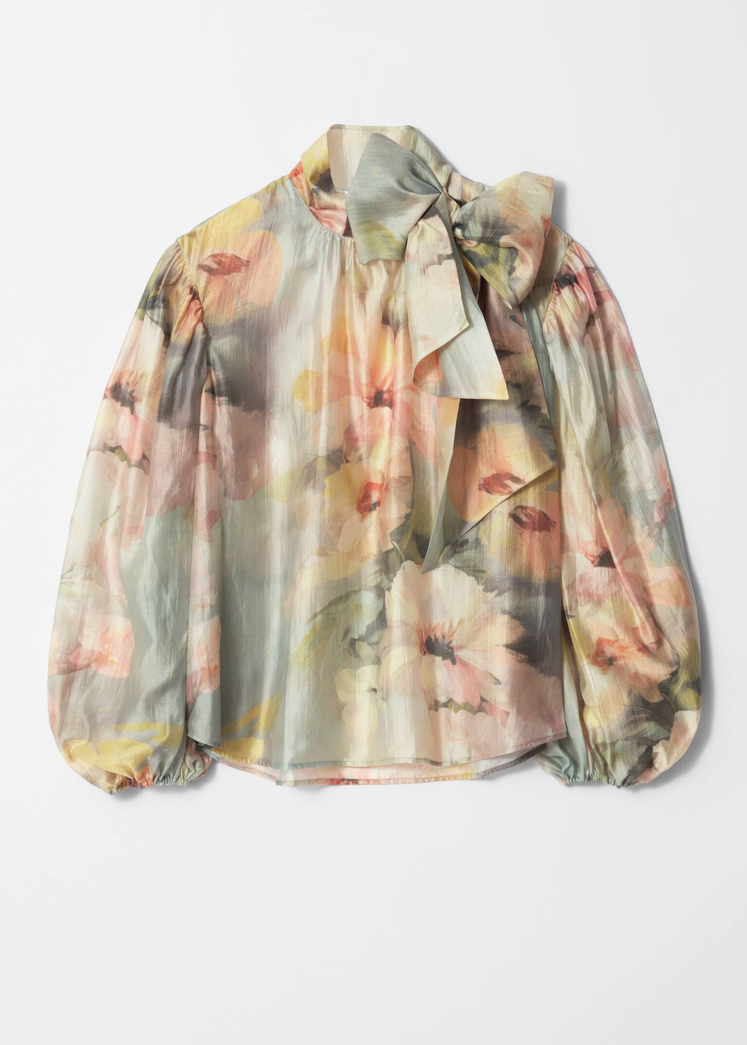 Puffos ujjú, masnis blúz - Tan/Bézs