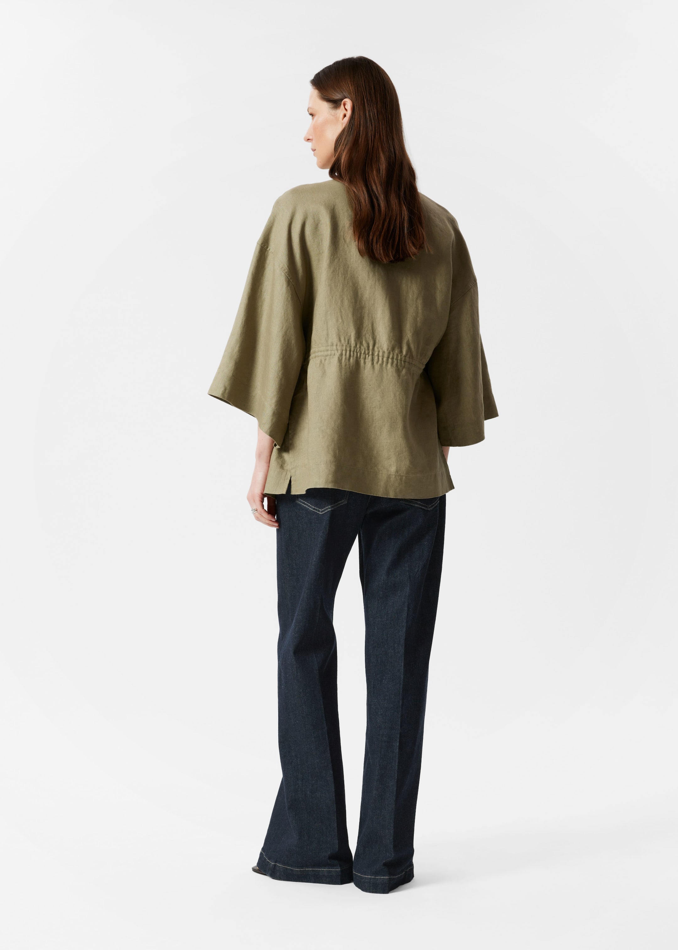 Se større billede: Hørblazer med snoretræk - Kakigrøn - DAME | H&M DK 4
